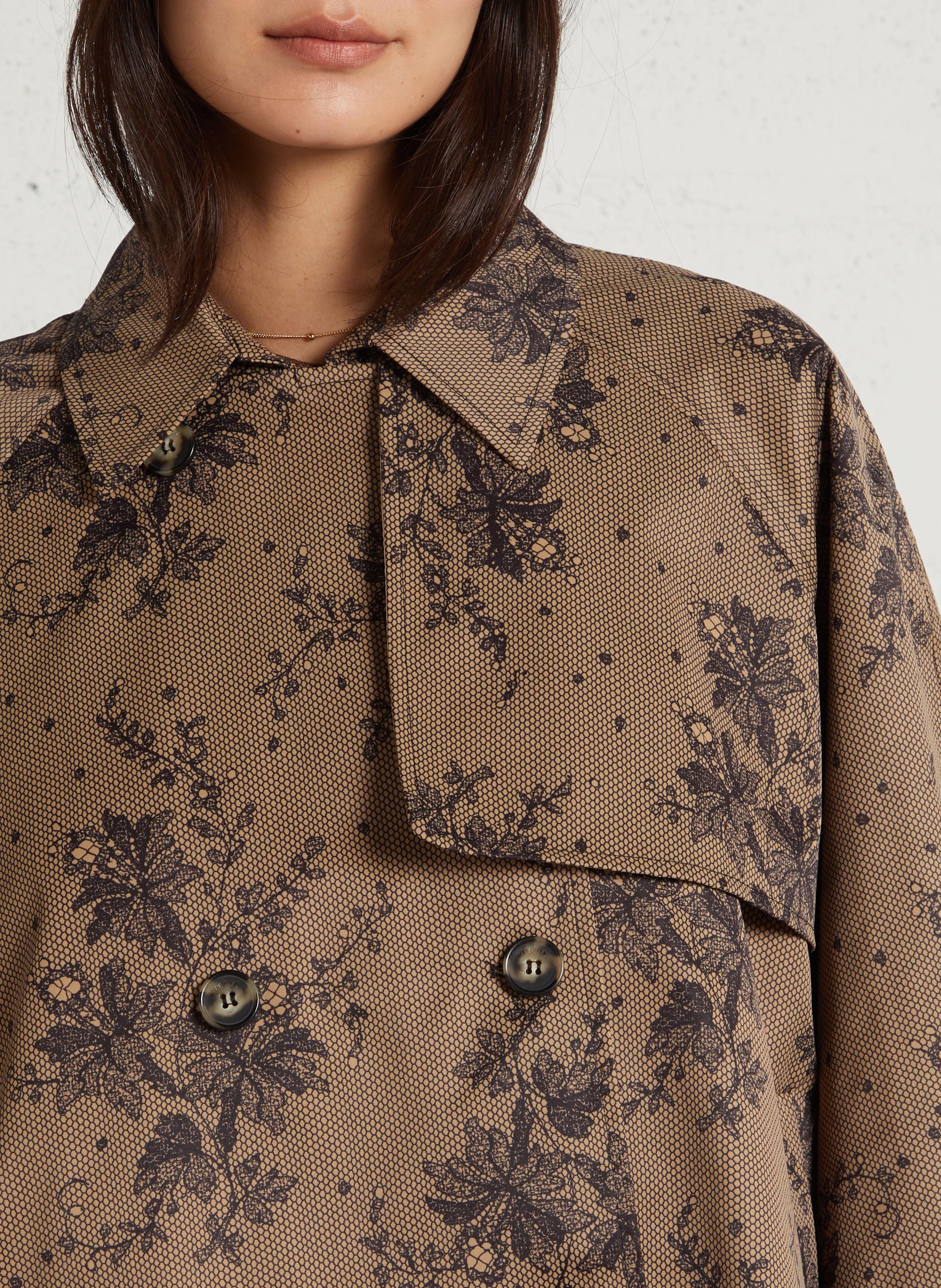 Korte trenchcoat met kantprint IMPERIAL Bruin