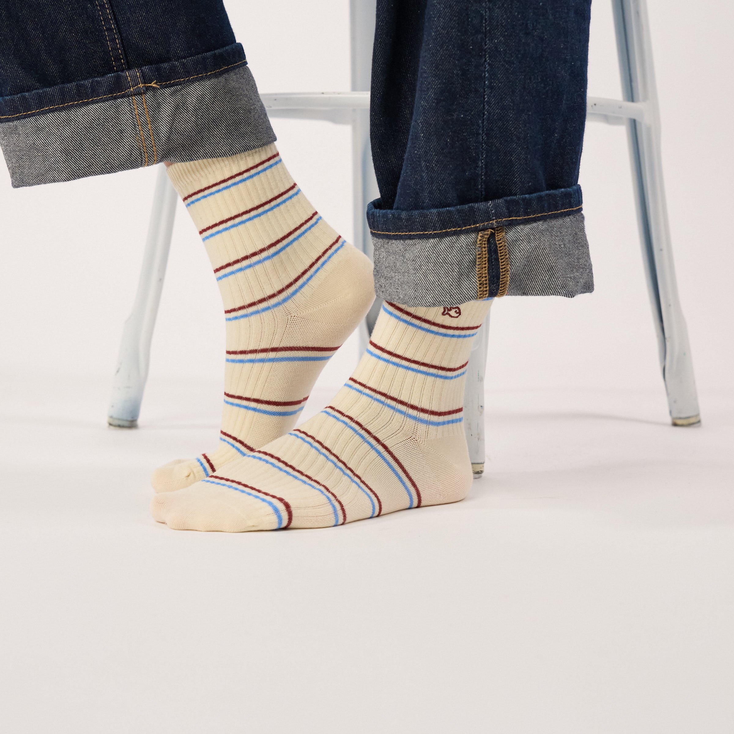 Combed cotton striped socks BILLYBELT Beige