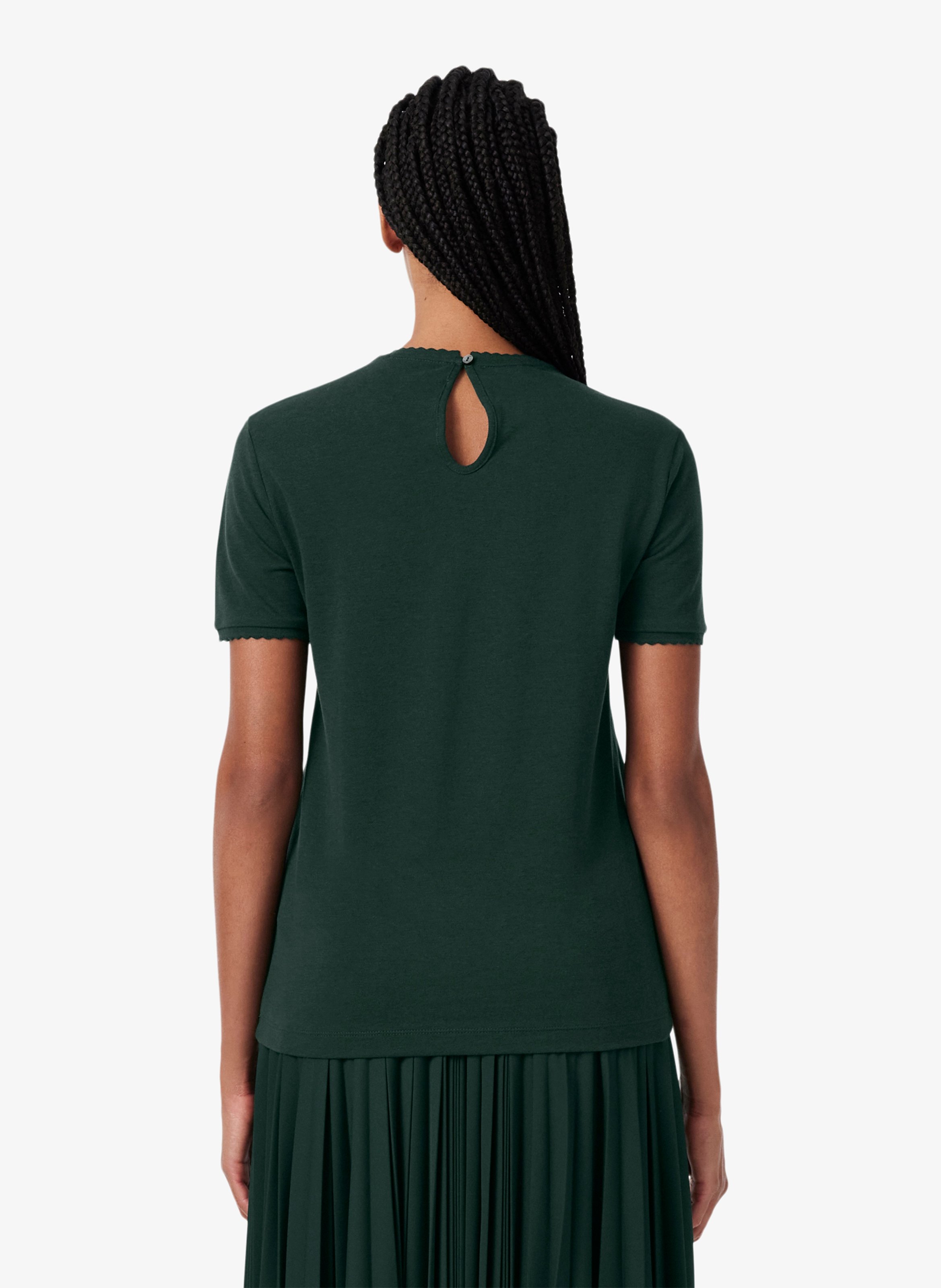 Gerader T-Shirt mit Rundhalsausschnitt und Wellenkante aus Baumwollmischung LACOSTE Grun