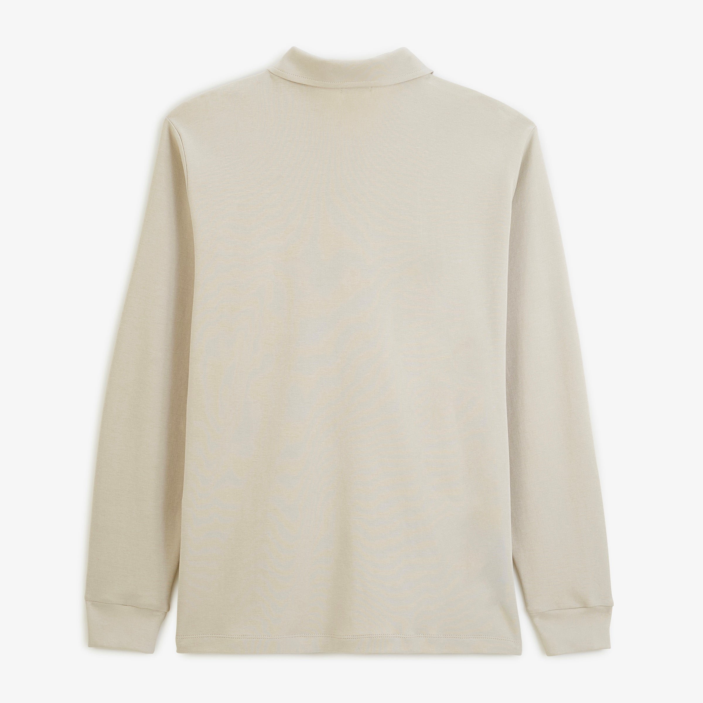 Zip-up long-sleeve polo in beige travertine interlock cotton. SERGE BLANCO Beige