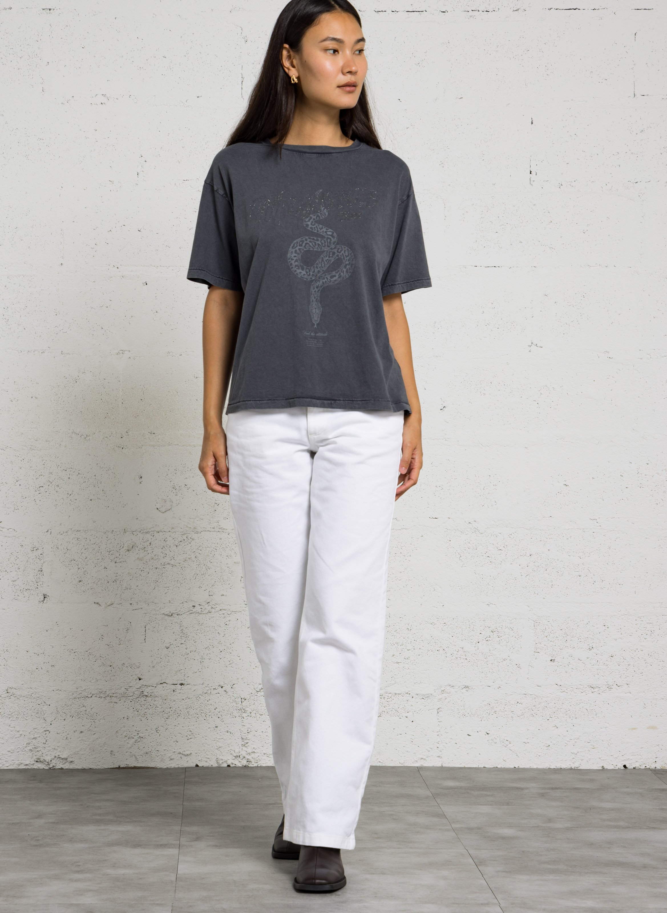 Tee-shirt large en coton IKKS Gris