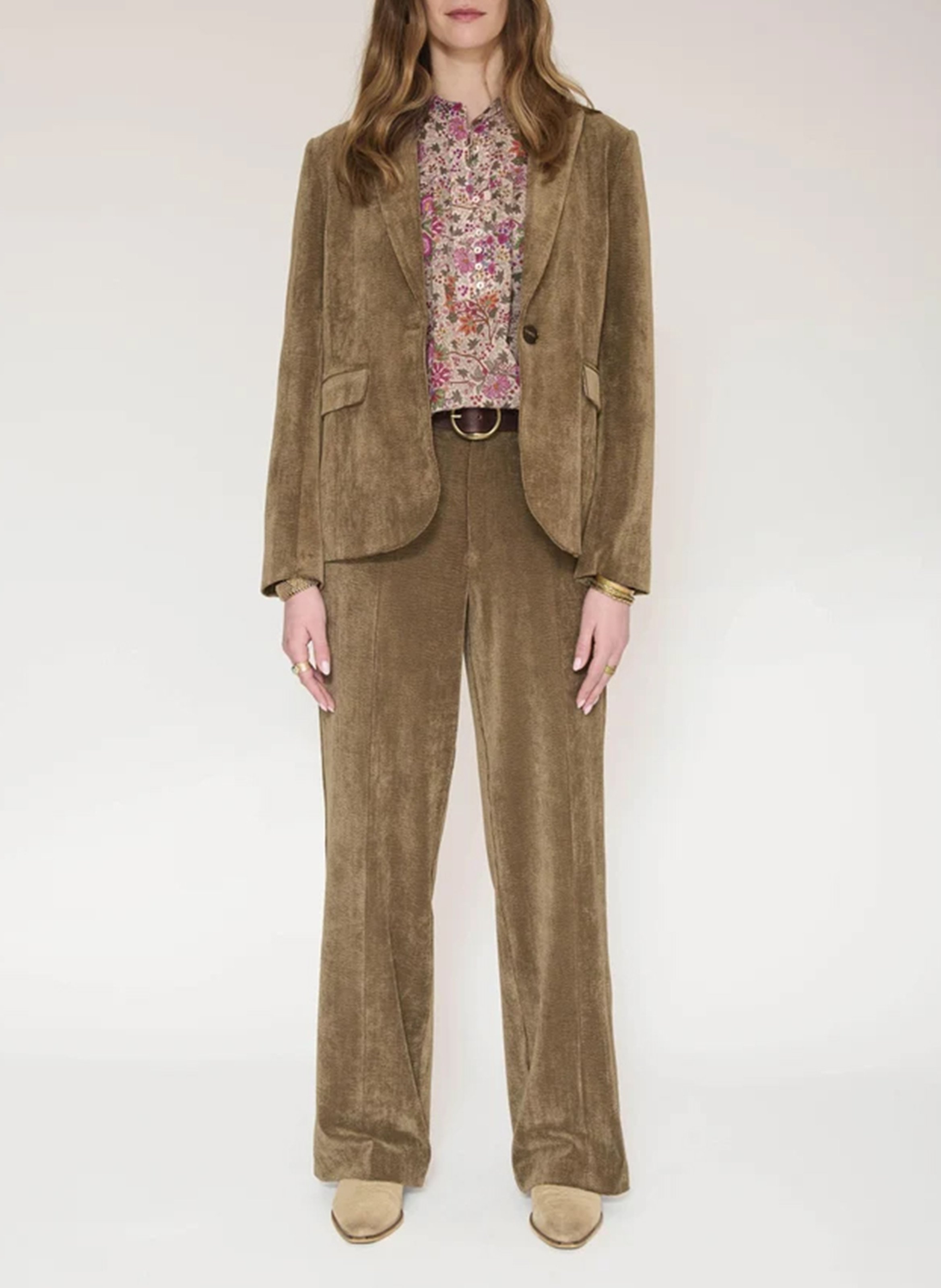 Pantalon droit en velours côtelé MKT Marron
