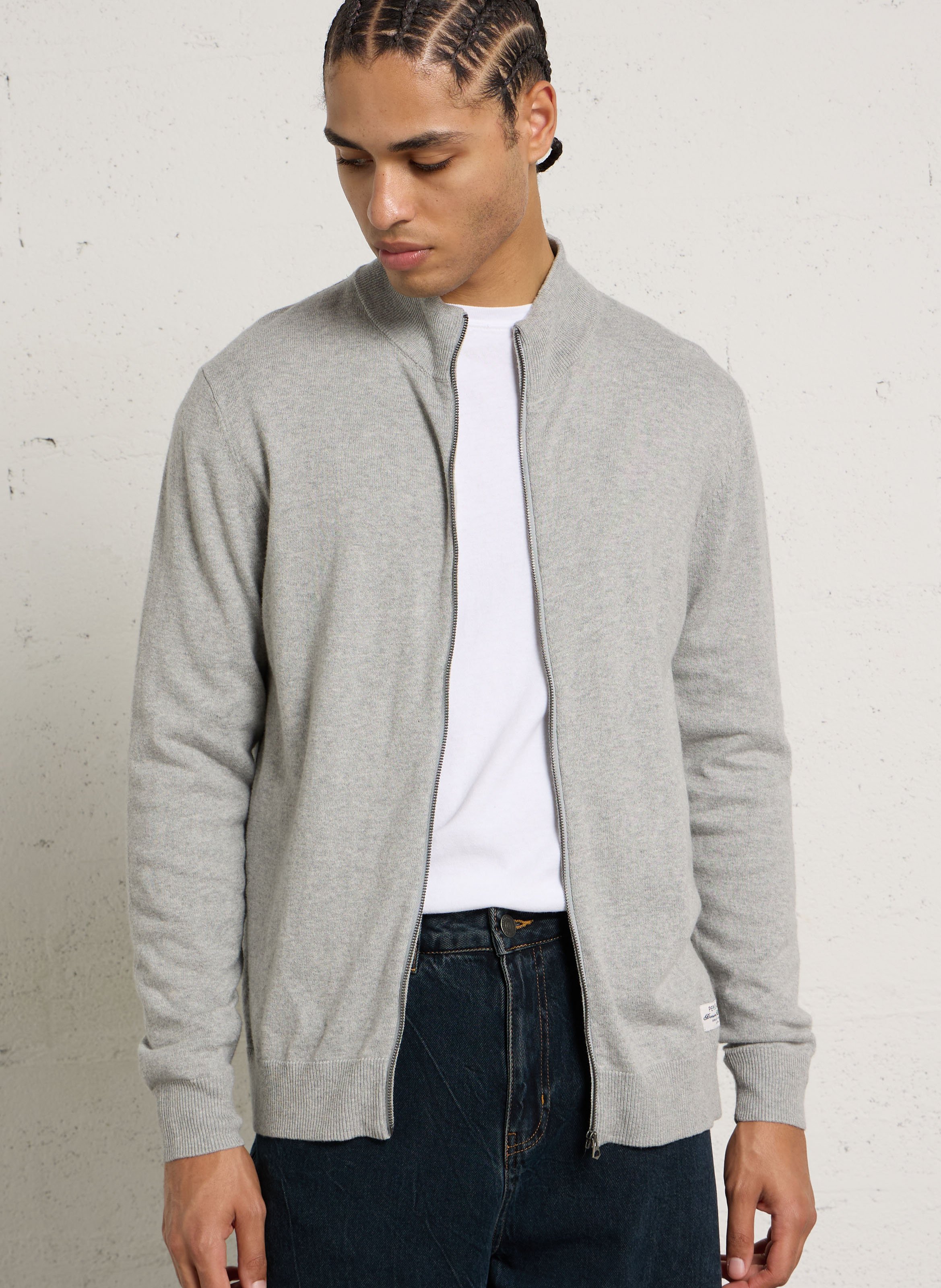 Strickjacke aus Baumwoll-Mix mit Stehkragen PEPE JEANS Grau