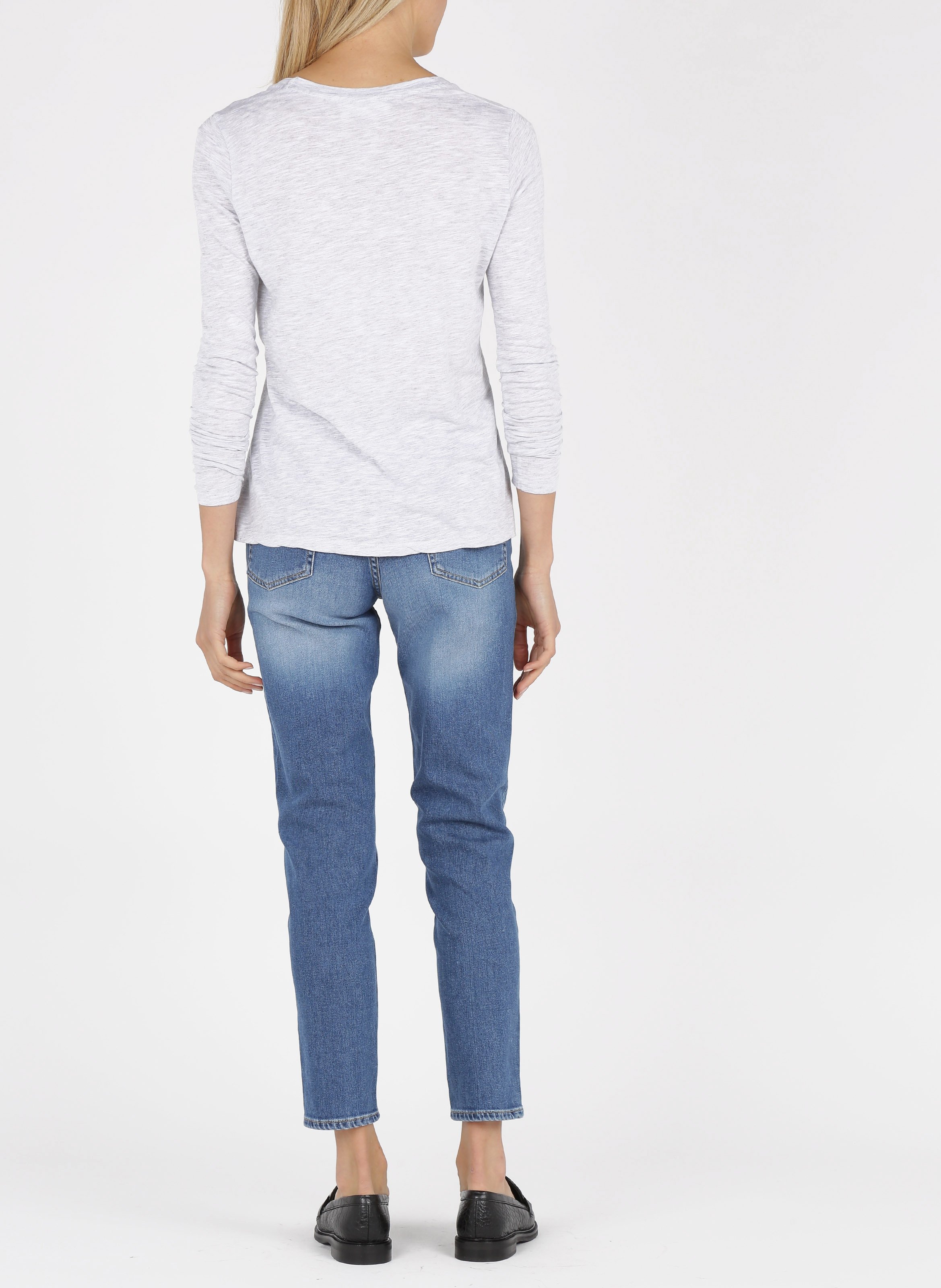 Rundhals-T-Shirt aus Baumwolle Grau