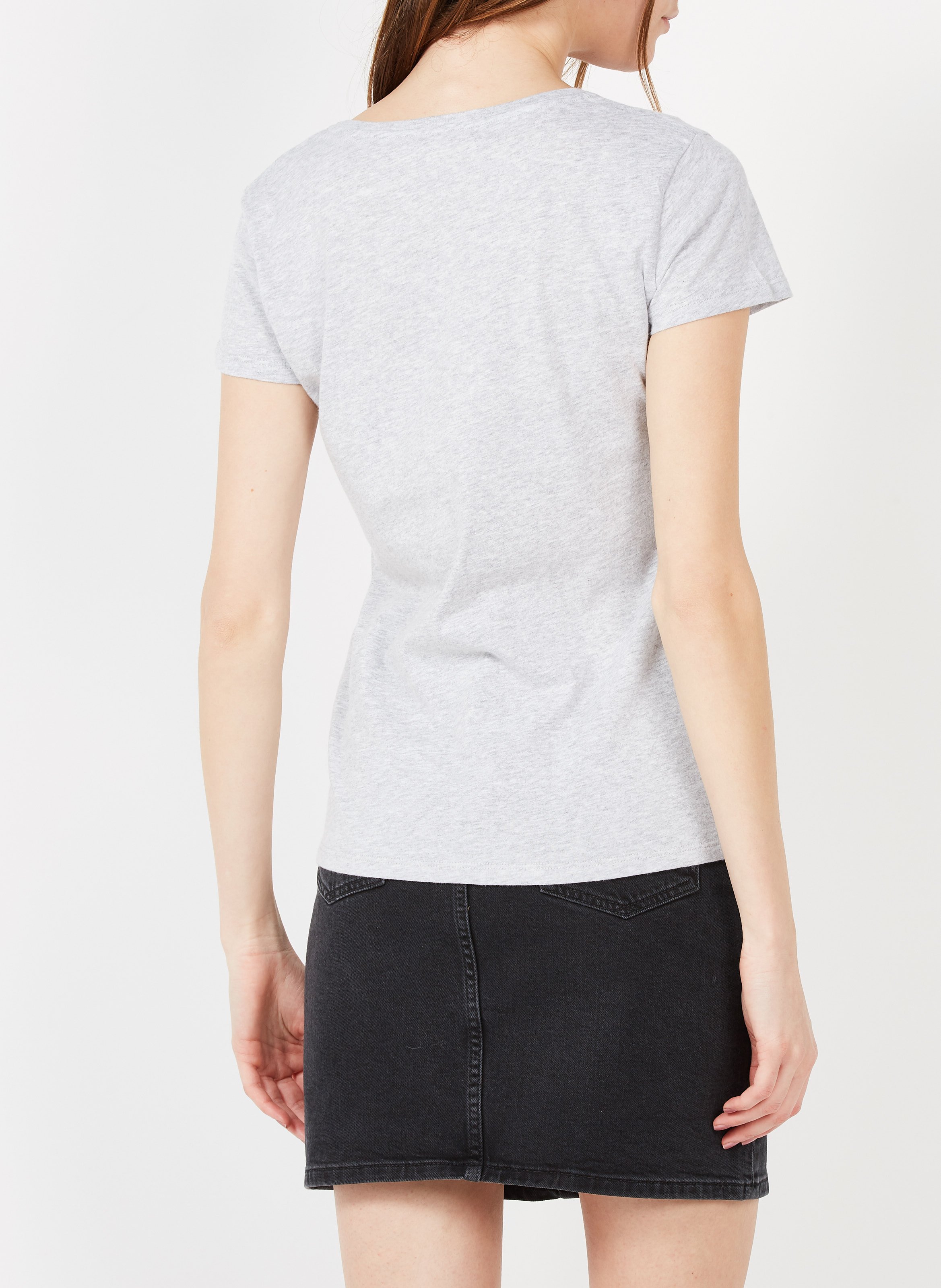 Baumwoll-T-Shirt mit V-Ausschnitt Grau