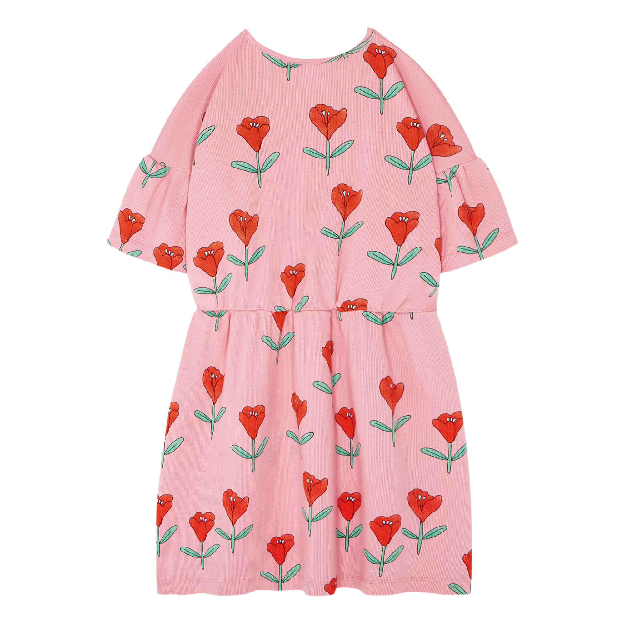 Robe courte col rond en coton imprimé THE CAMPAMENTO Rose