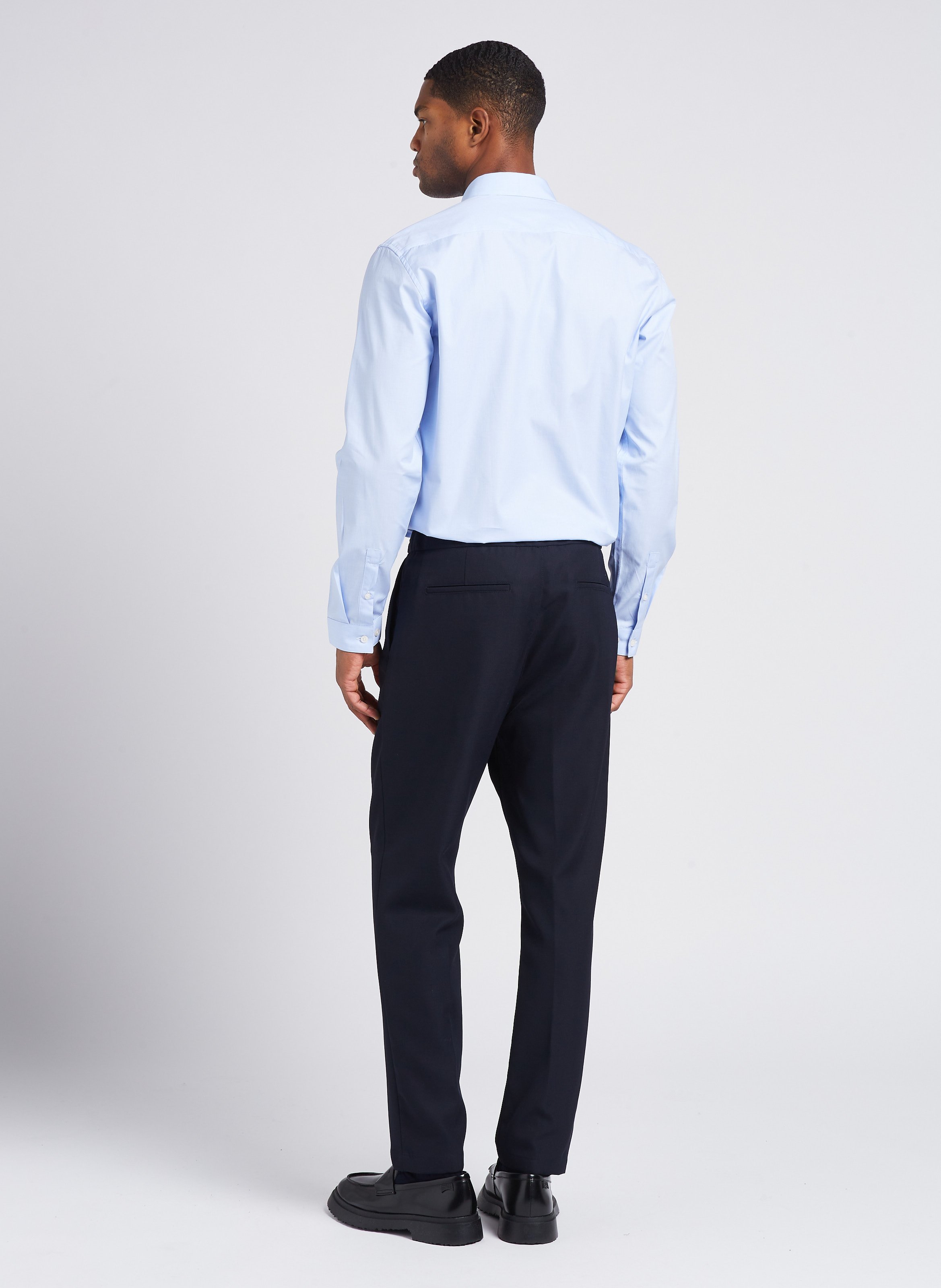 Slim-fit cotton shirt with classic collar AU PRINTEMPS PARIS Blue