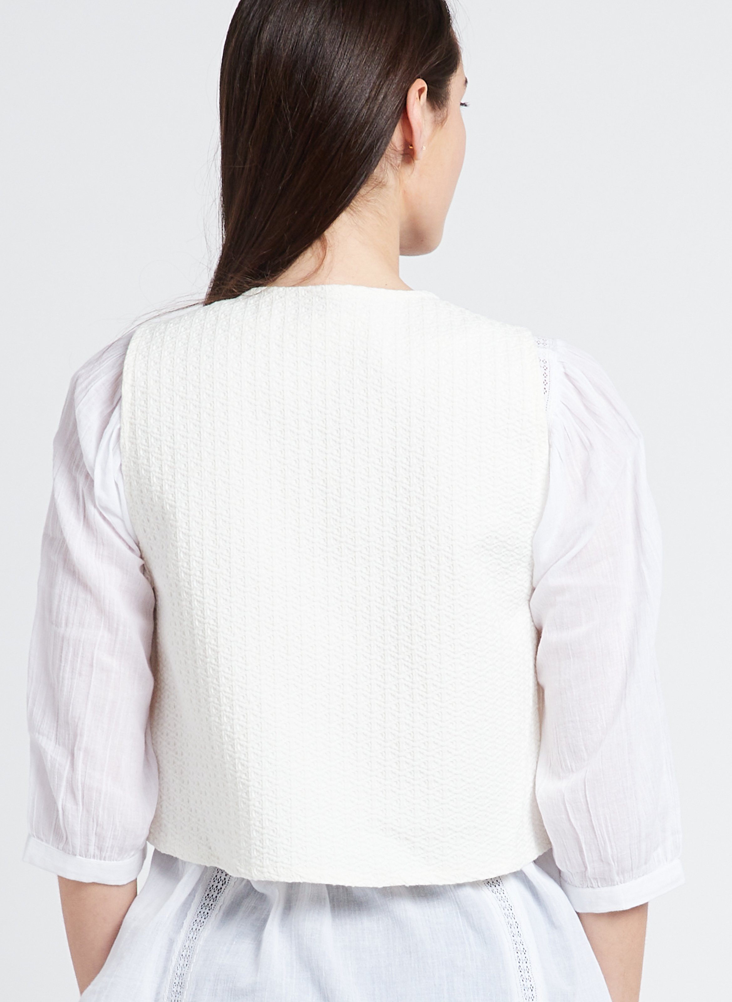 Gilet droit col V en coton mélangé RITA ROW Multicolore