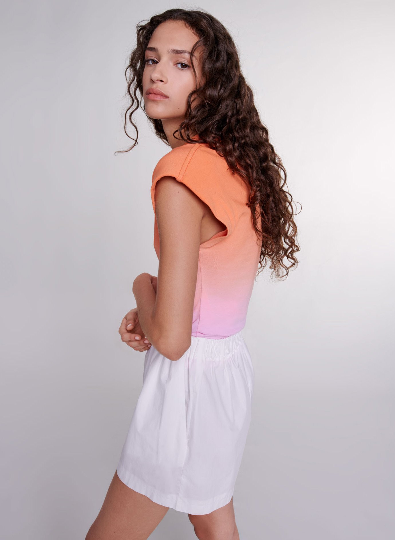 Rundhalsausschnitt-top Mit Blumendruck Tie-dye Orange Maje - Damen 