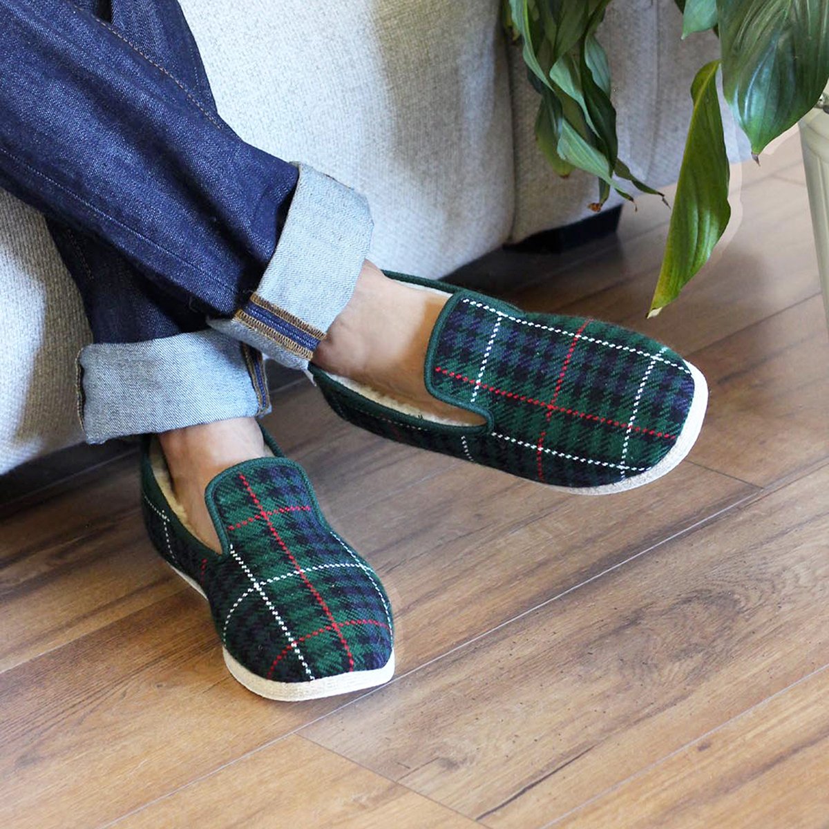 Fabric Charentaise slippers JULES & JENN Green