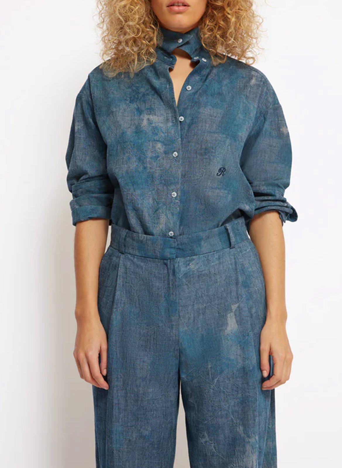 Oversize-Hemd aus Baumwollmix ROSEANNA Blau