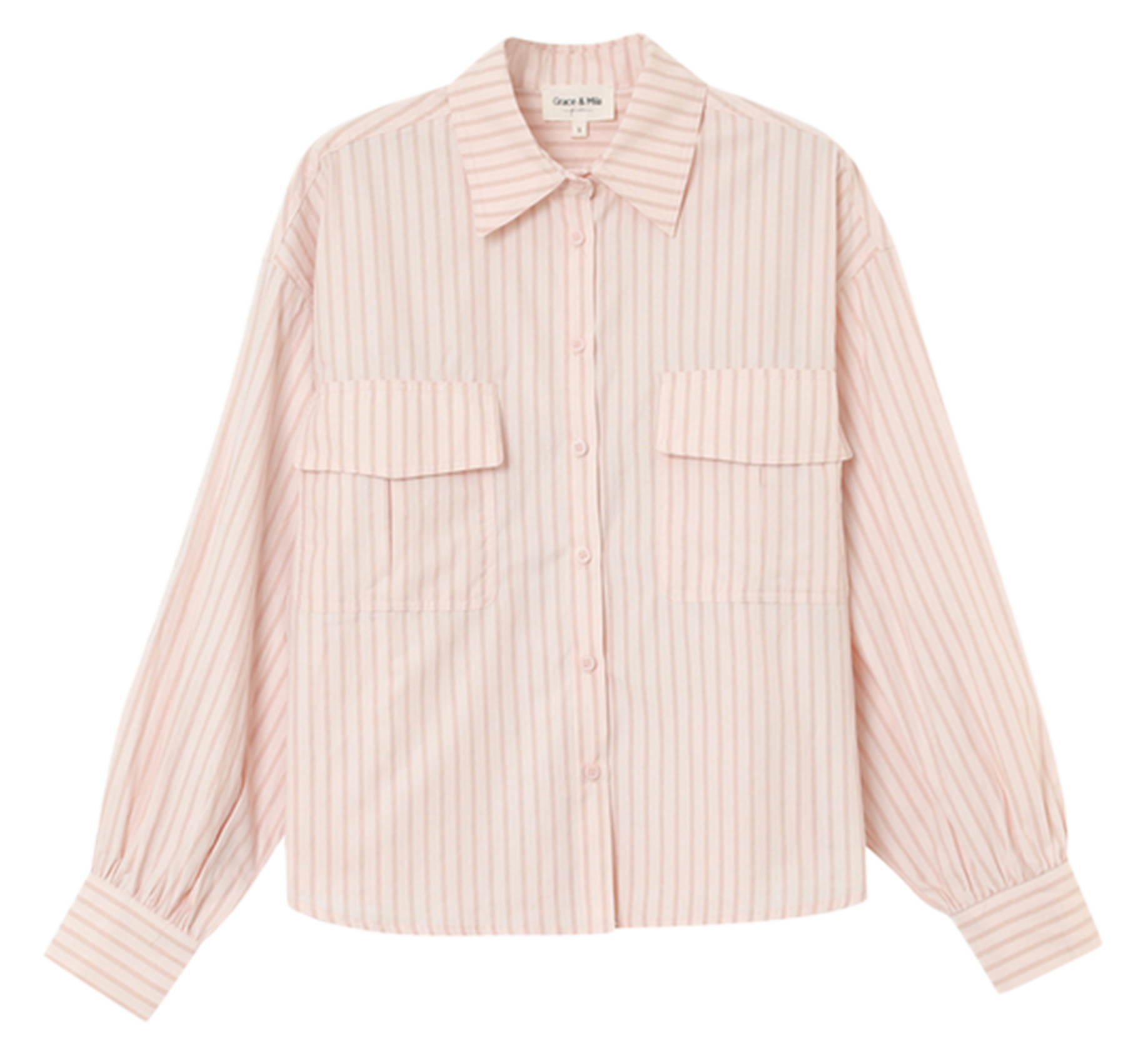Chemise droite col classique en coton mélangé GRACE ET MILA Rose
