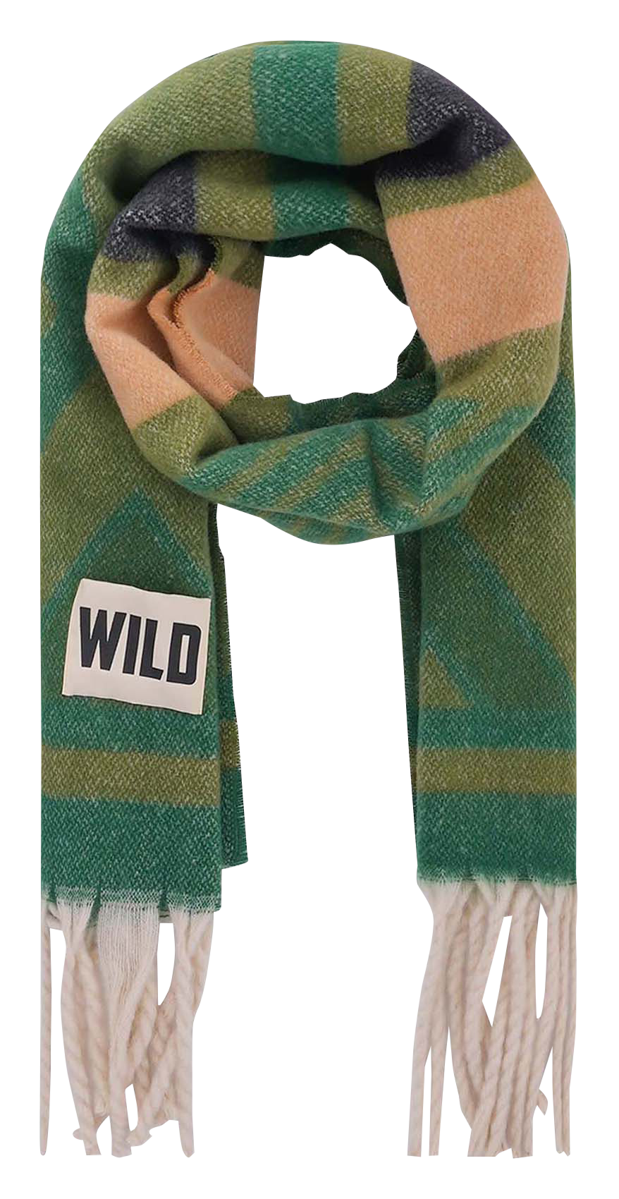 Fringed printed scarf WILD Green