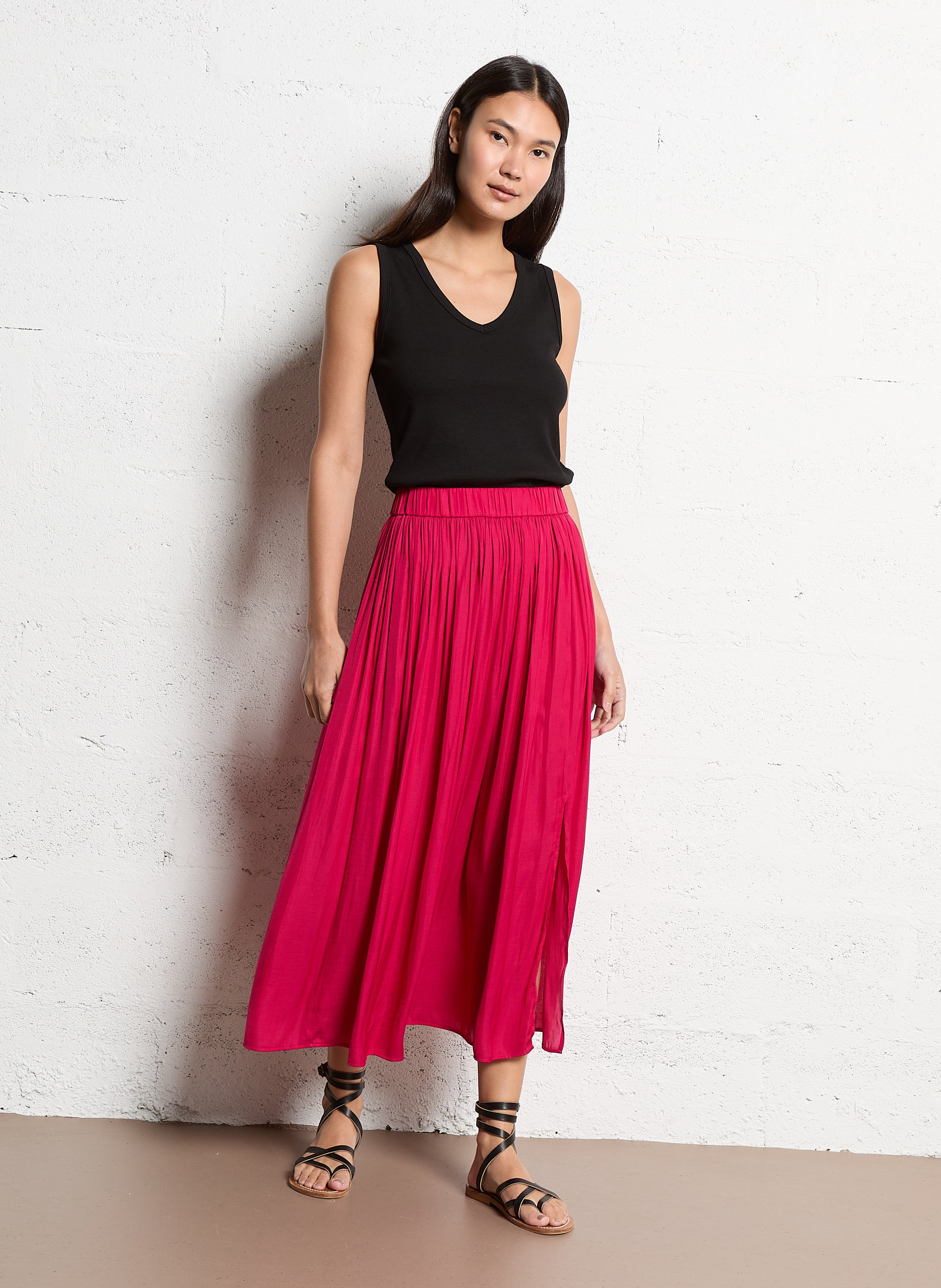 Débardeur col v en coton mélangé MAISON 123 Noir