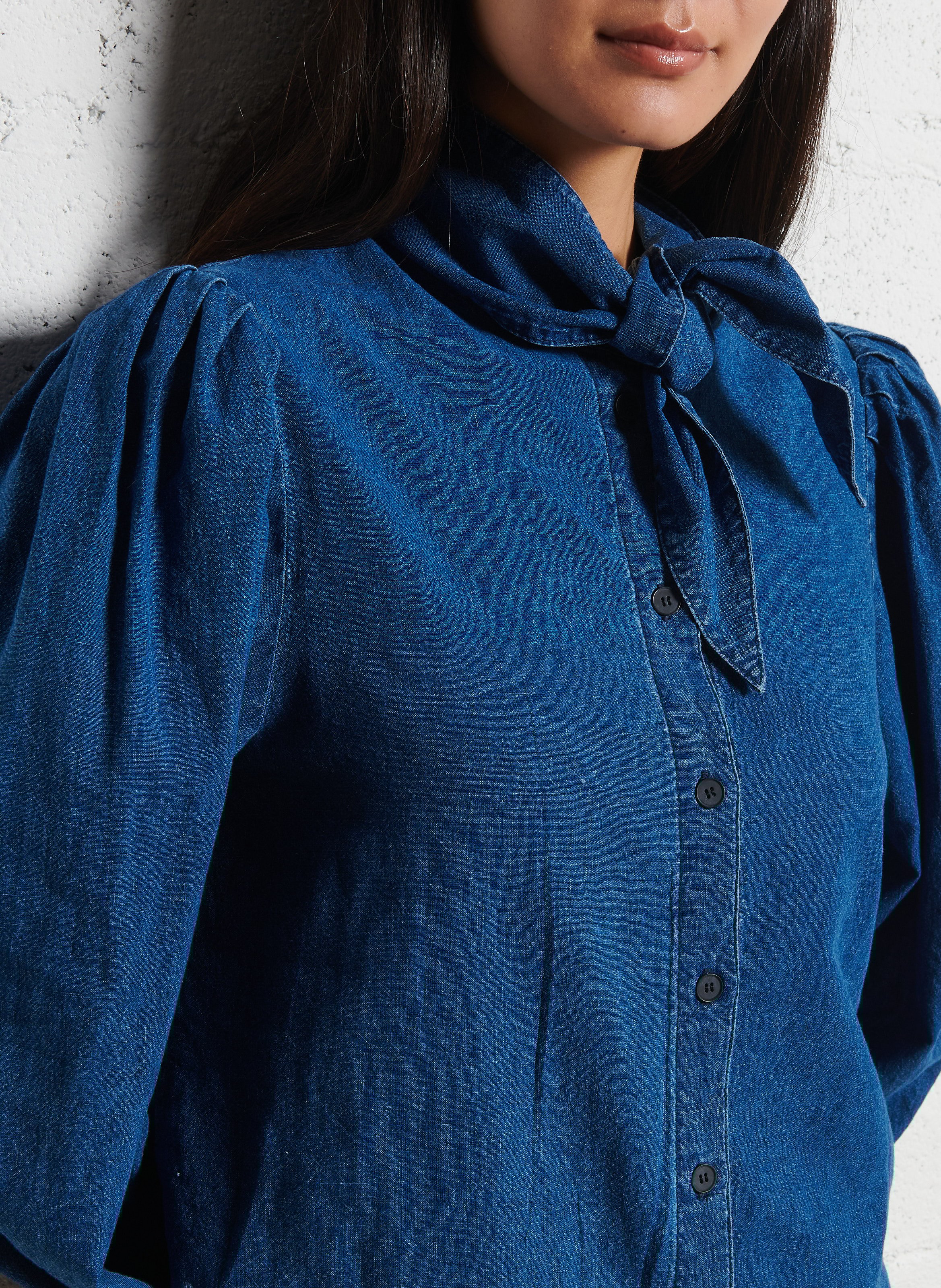 Recht overhemd van linnenmix SUZIE WINKLE Blauw