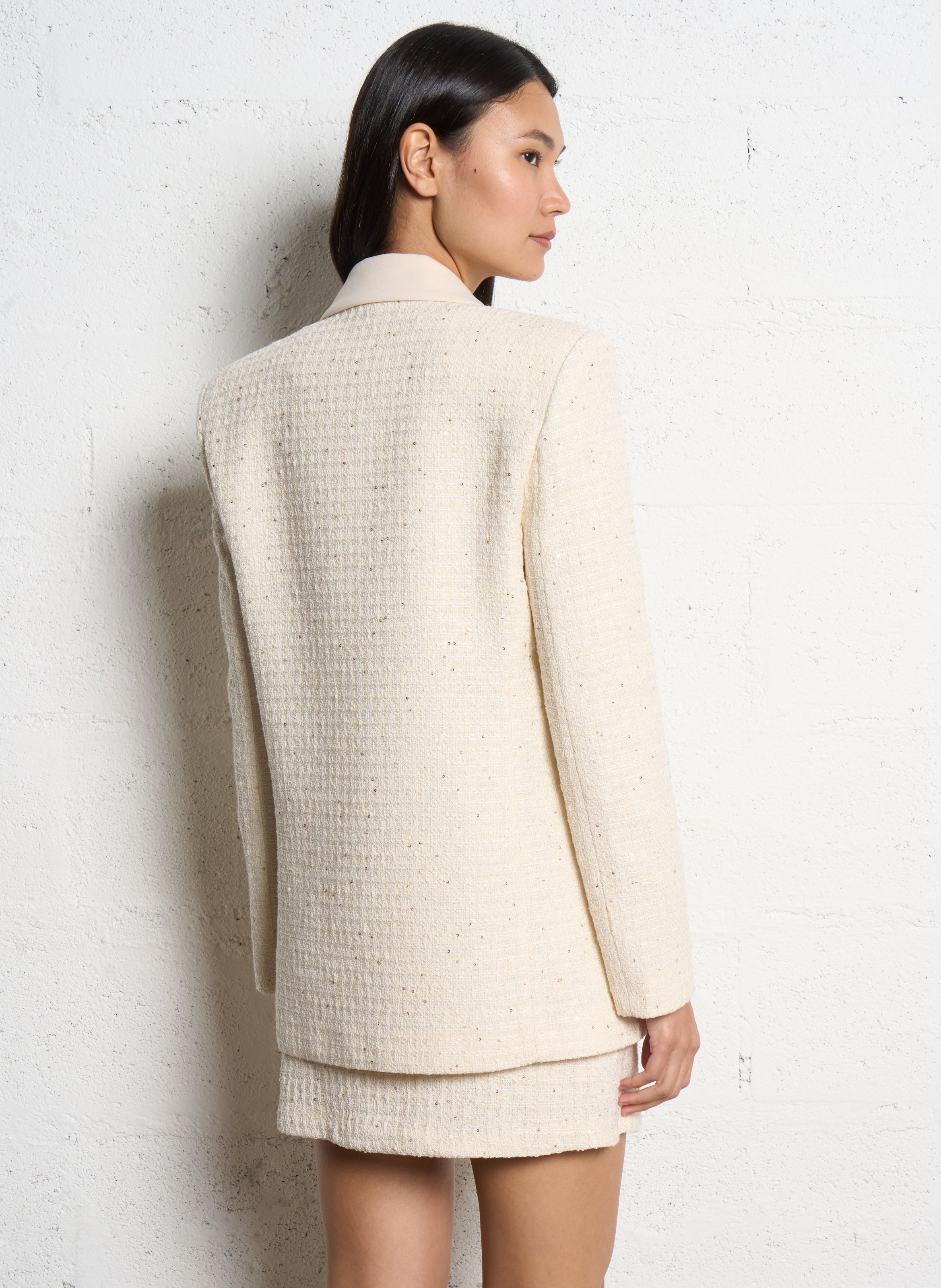 Veste tailleur droite en coton mélangé IMPERIAL Blanc