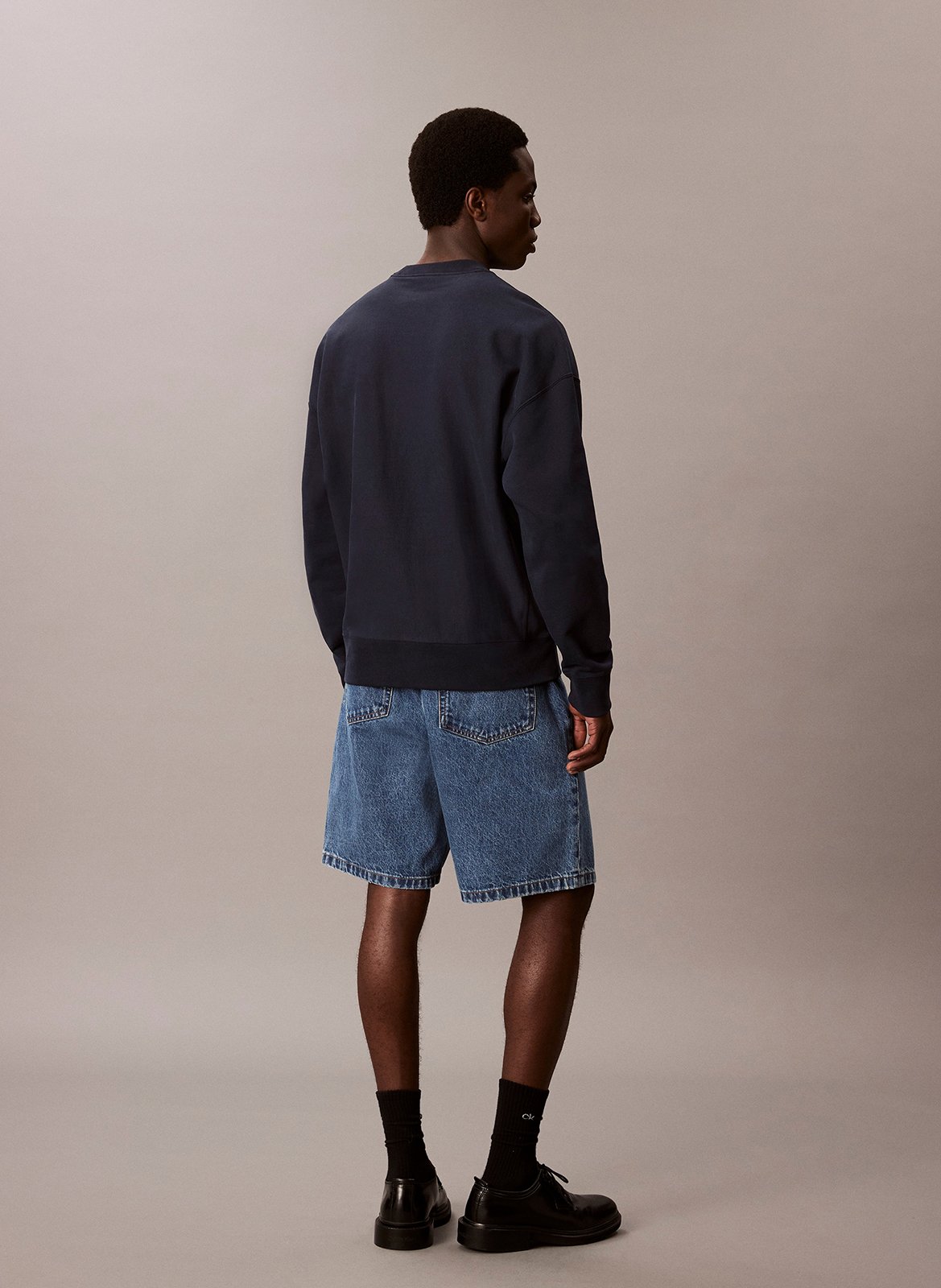 Sweat col rond droit avec broderie logo CALVIN KLEIN Bleu