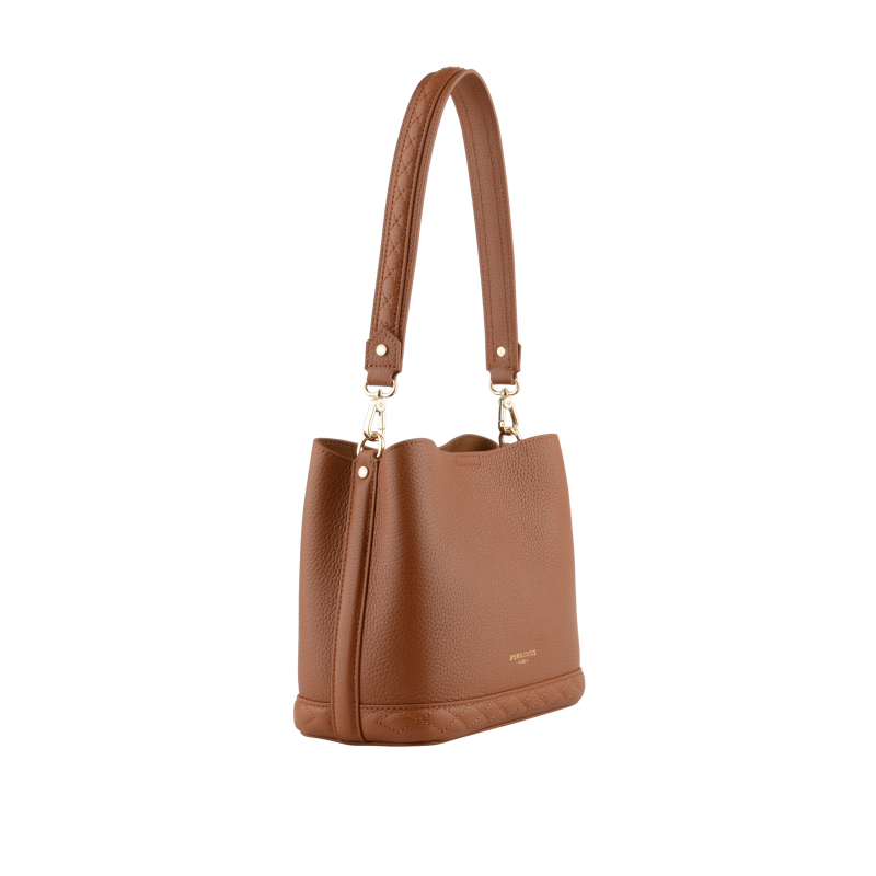 Satchel - cowhide leather POURCHET Brown