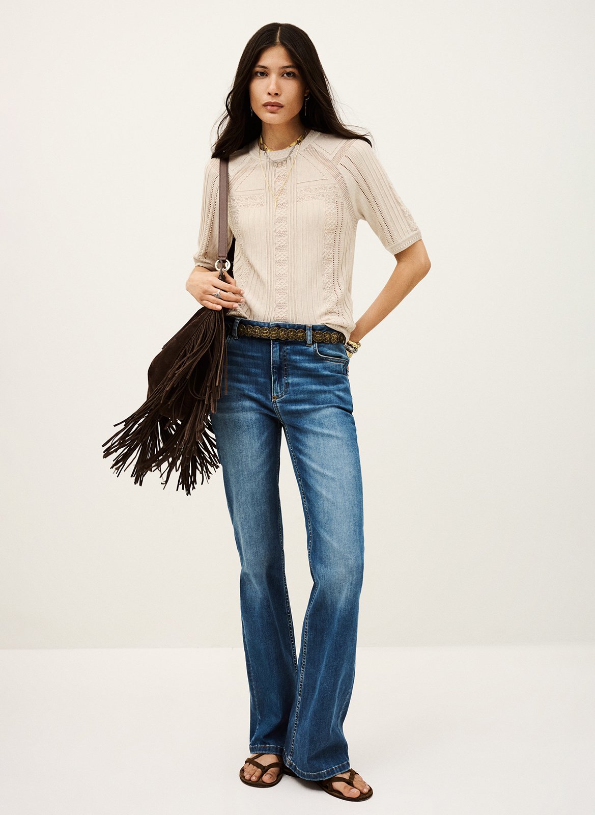 Trui met ronde hals - wolblend BA&SH Beige