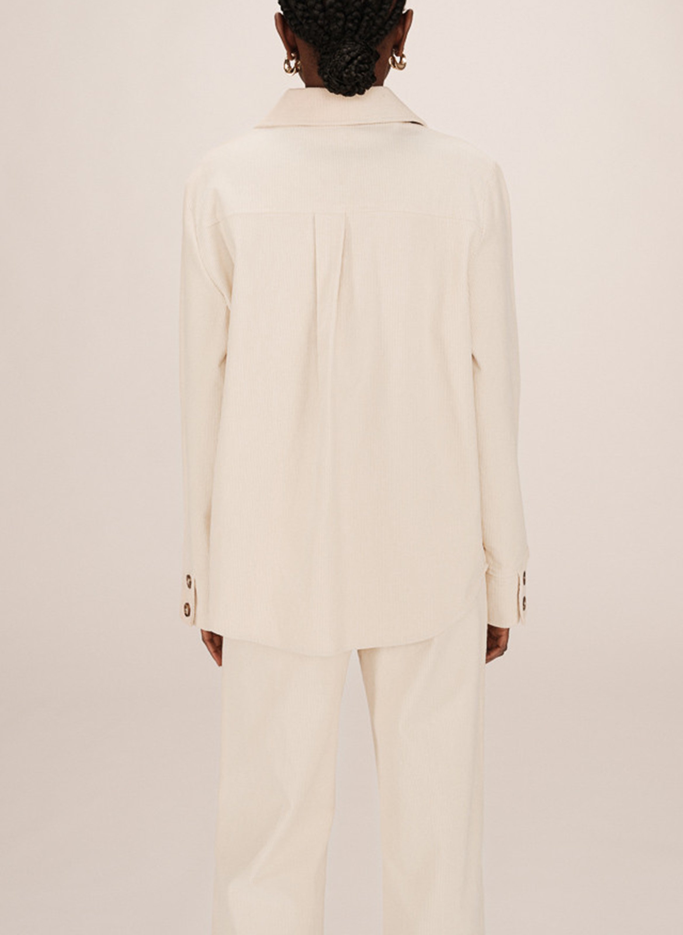 Chemise col classique manches contrastantes en coton GRACE ET MILA White