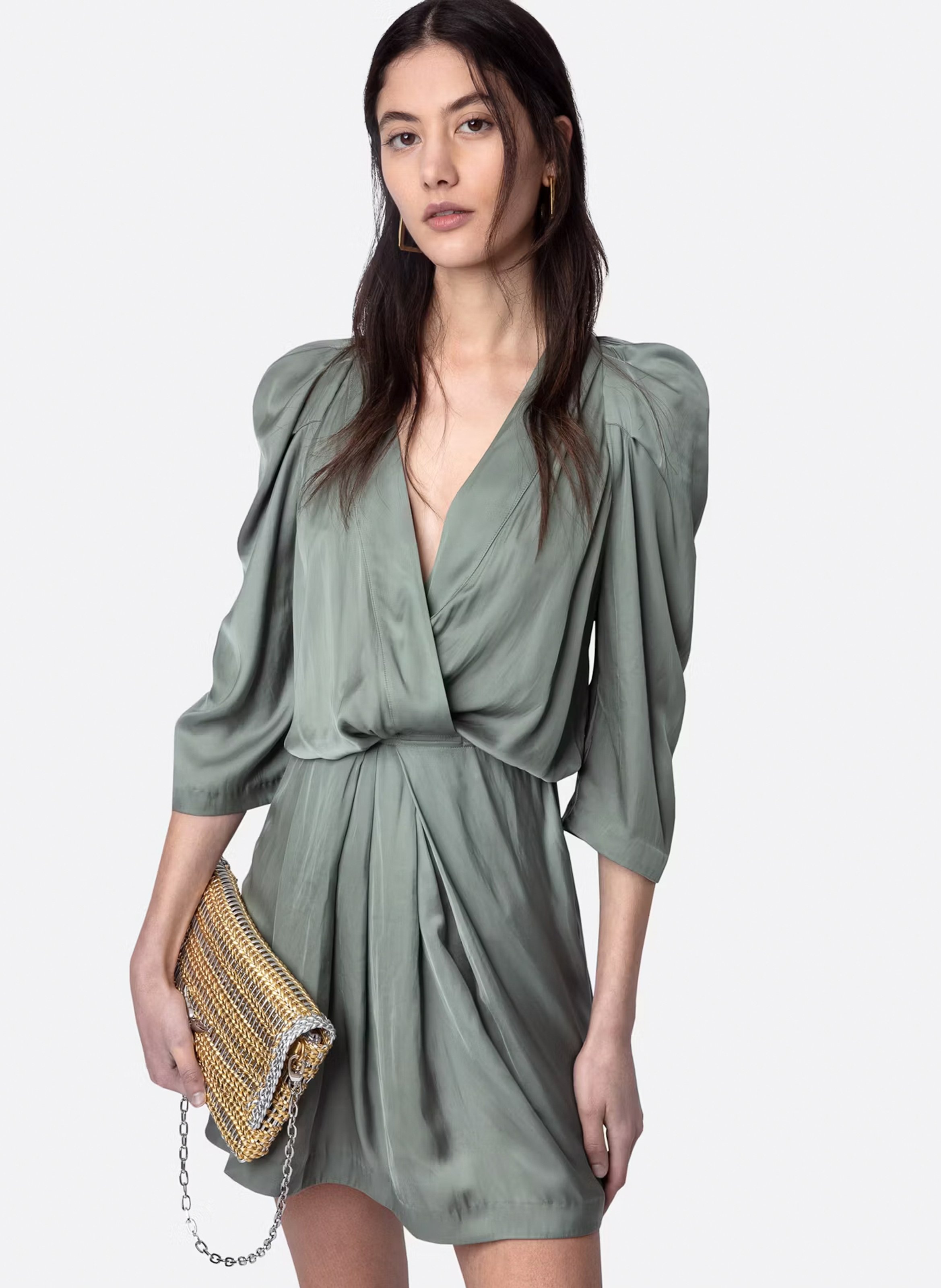 Robe courte ajustée en satin ZADIG&VOLTAIRE Vert