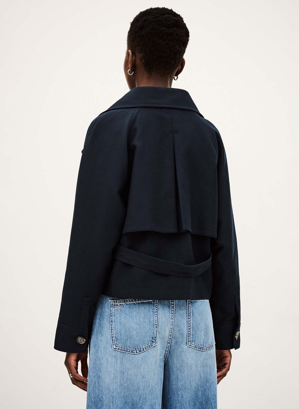 Recht, katoenen jasje met reverskraag BA&SH Blauw