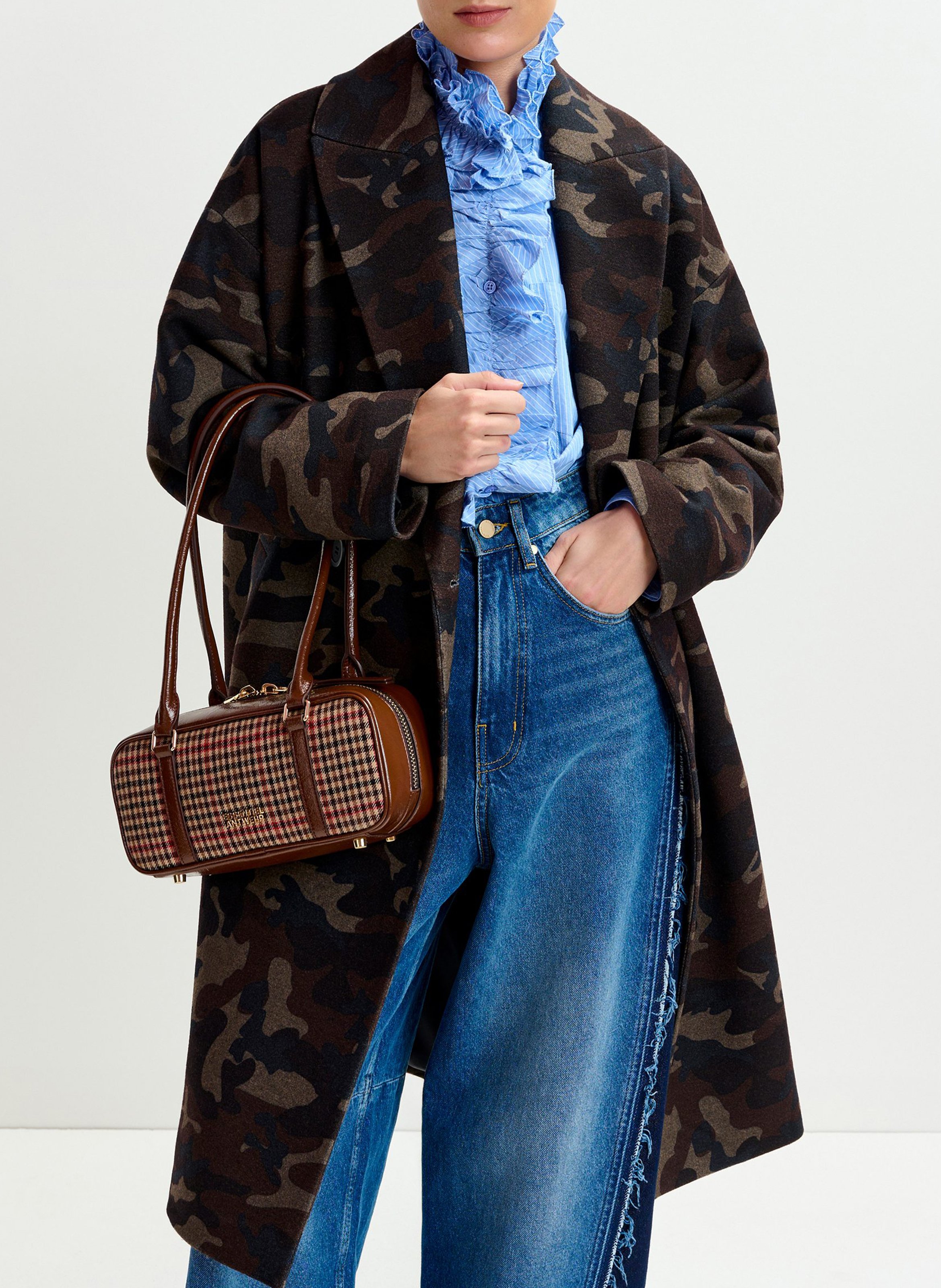 Sac épaule en laine mélangée ESSENTIEL ANTWERP Marron