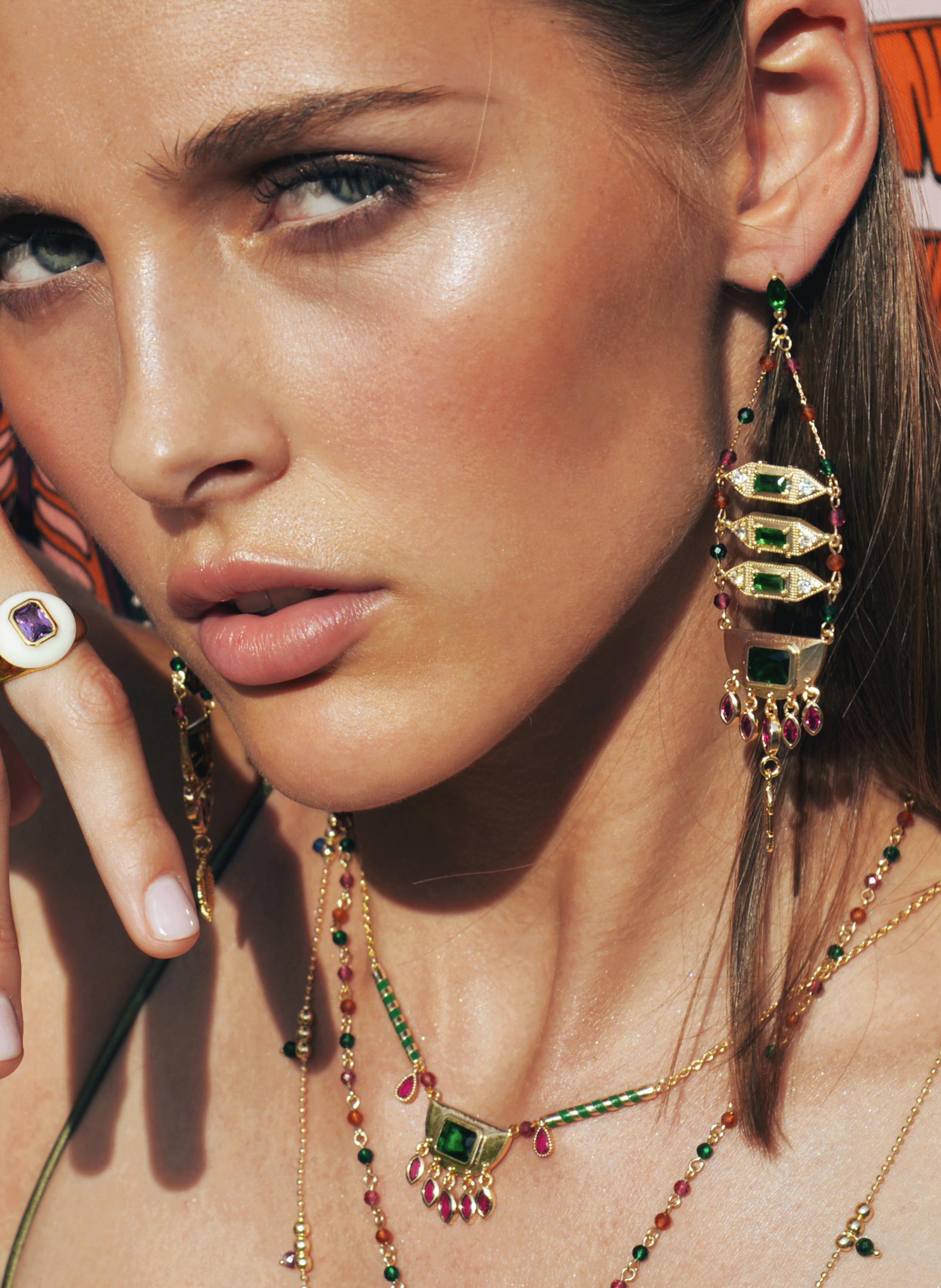 Bead dangle earrings HIPANEMA Green