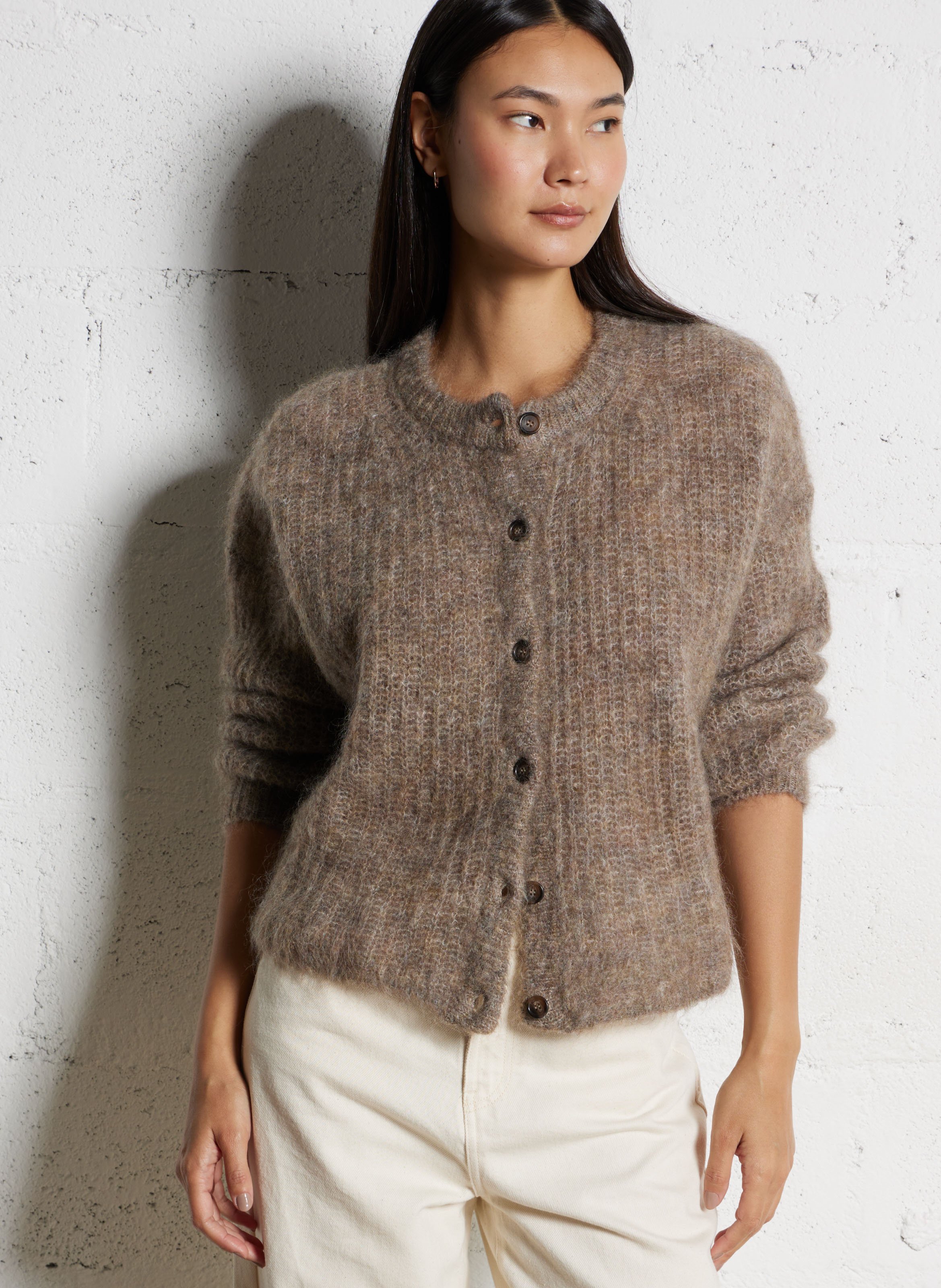 Oversized fluffy wool blend vest DES PETITS HAUTS Beige