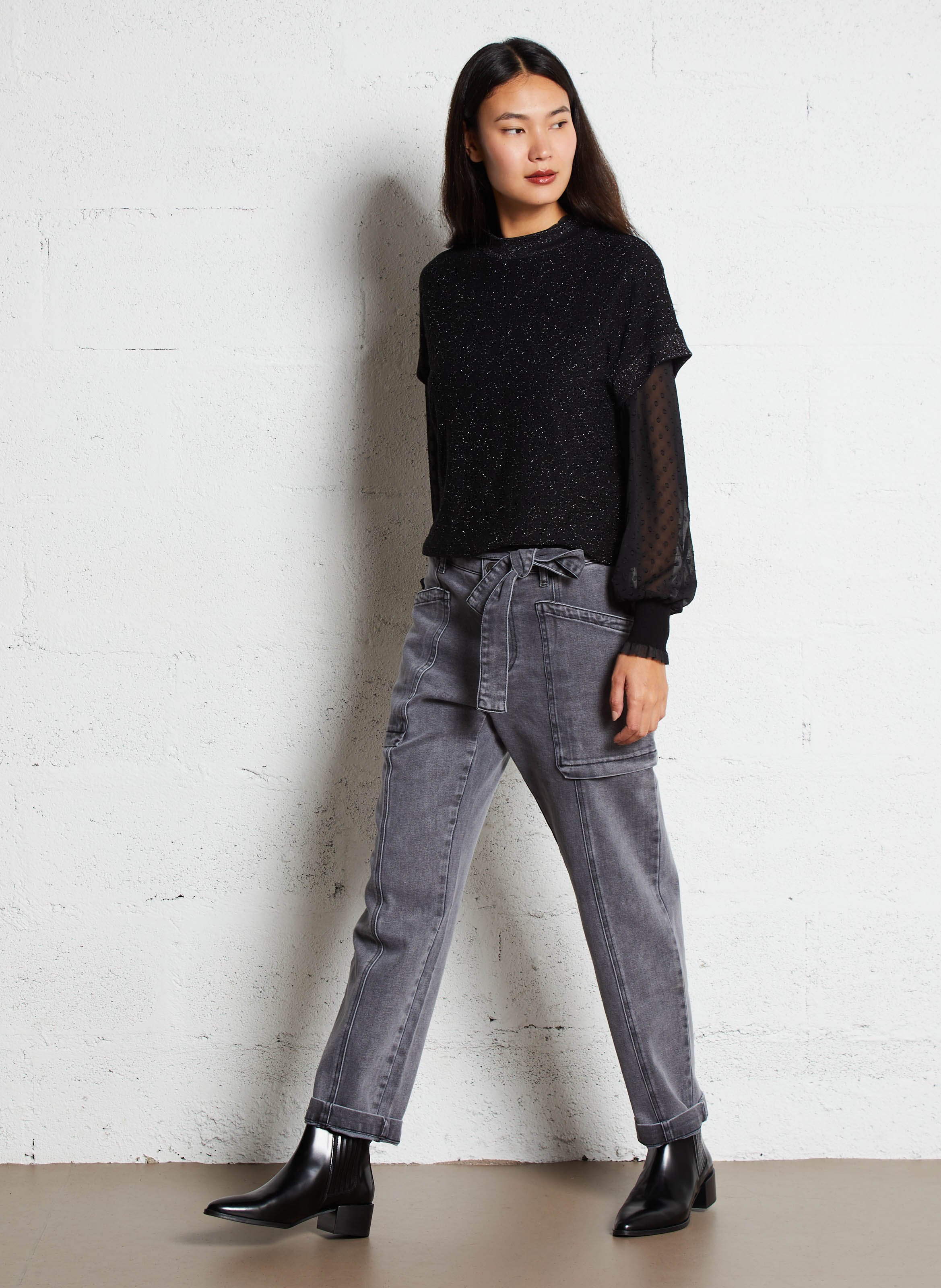 Knit crop top IKKS Black