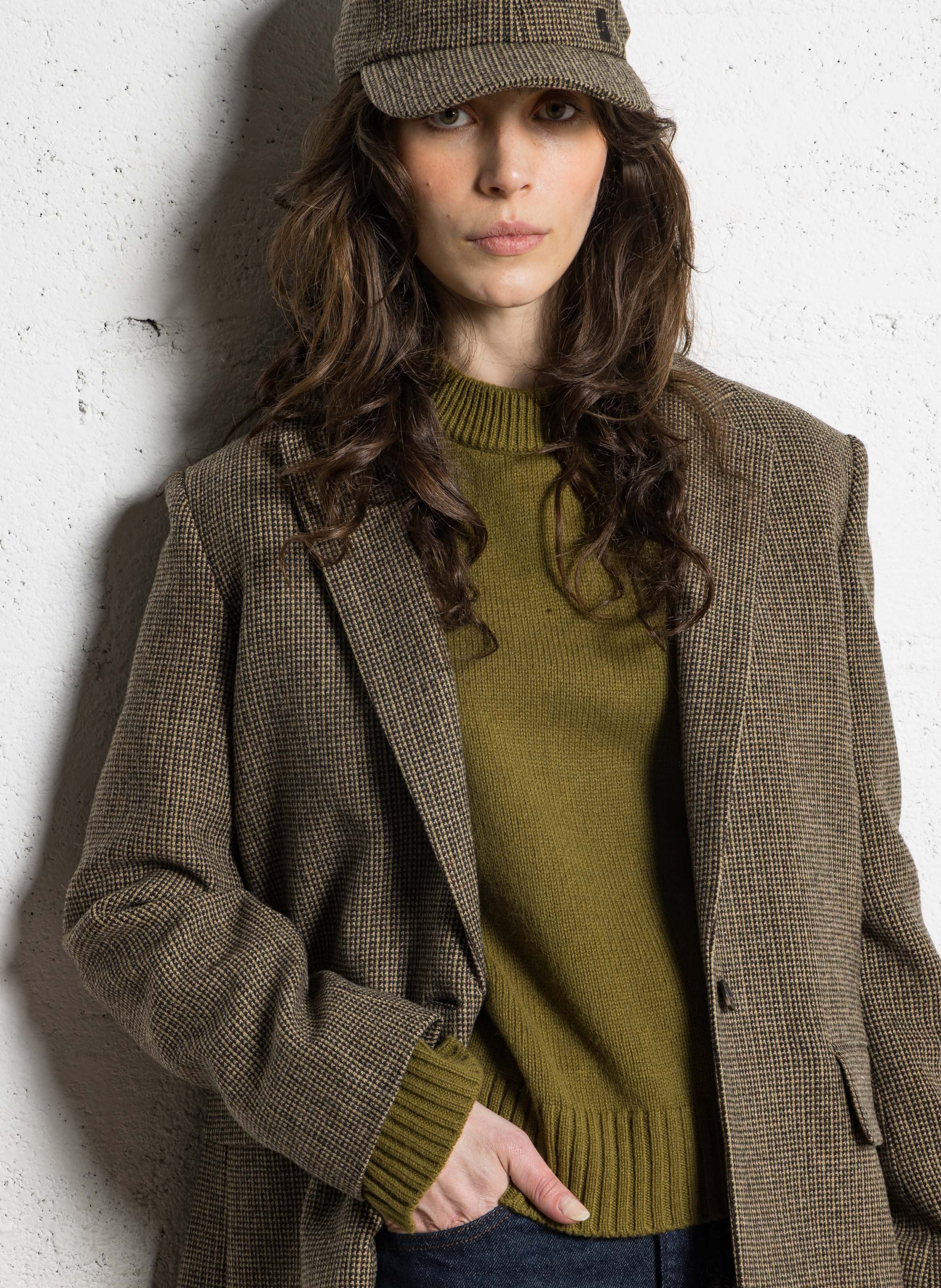 Veste de tailleur droite en laine SOEUR Marron