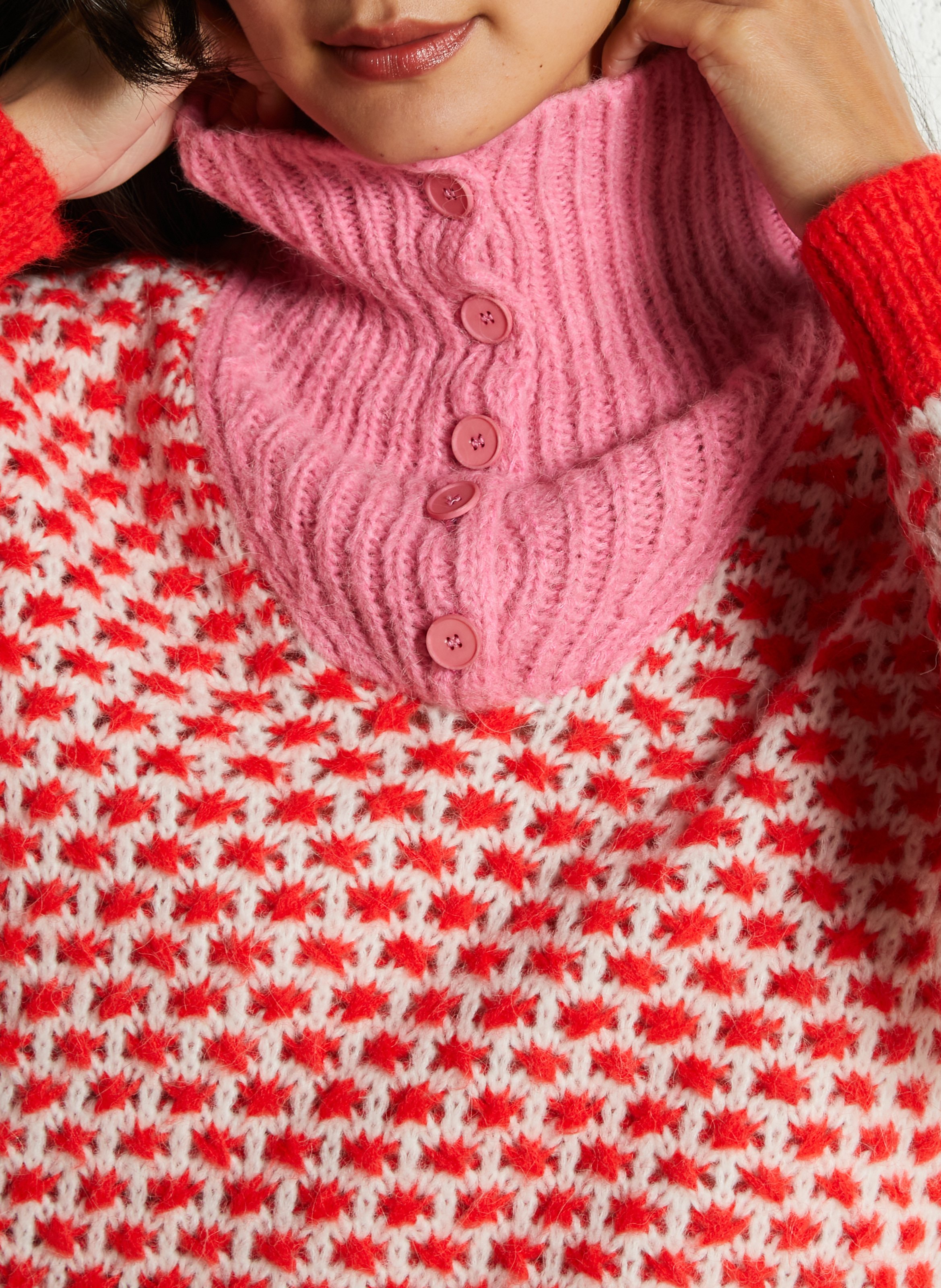 Pull oversize col montant DR BLOOM Rose