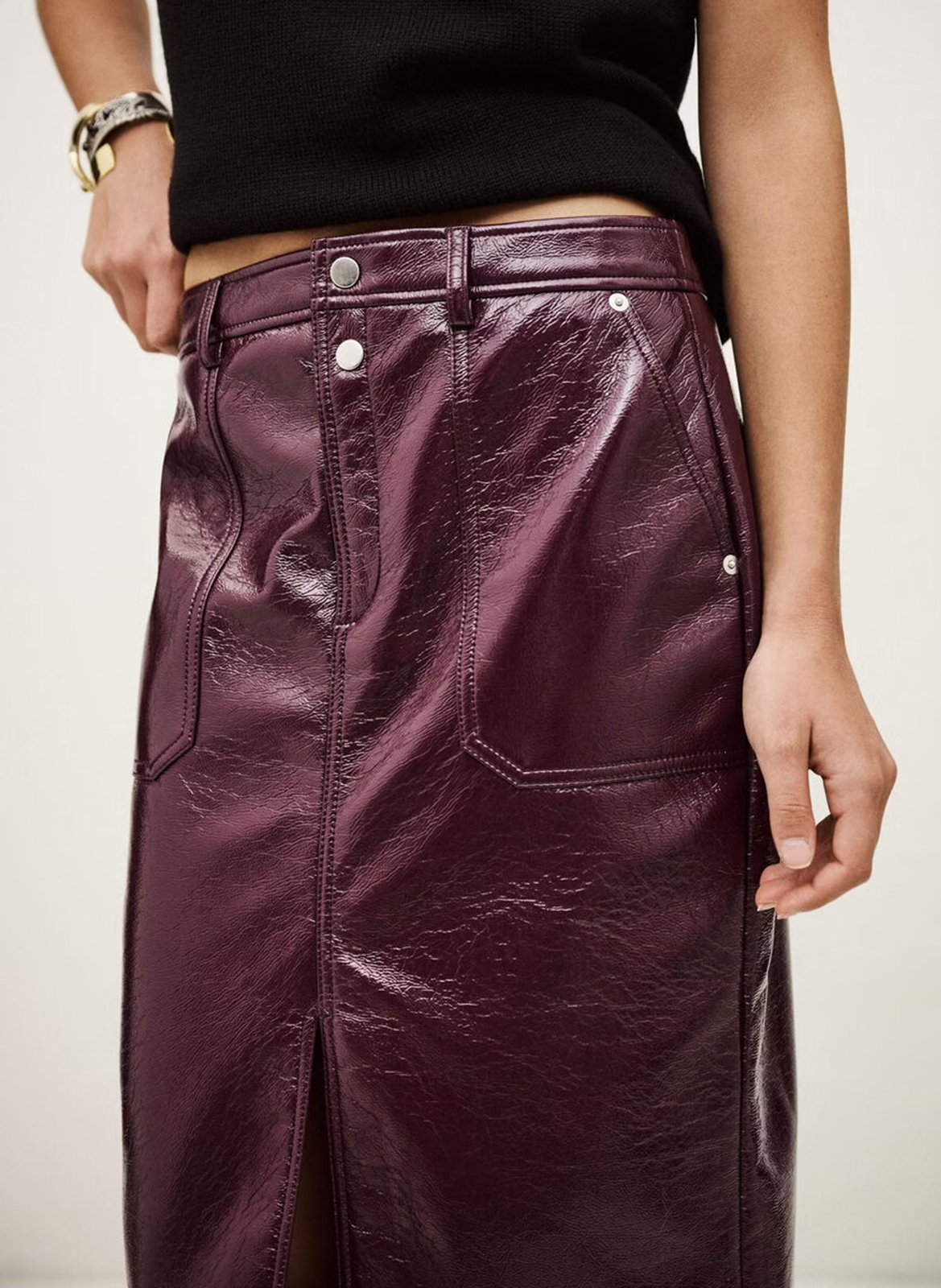 Faux leather midi skirt BA&amp;SH Plums