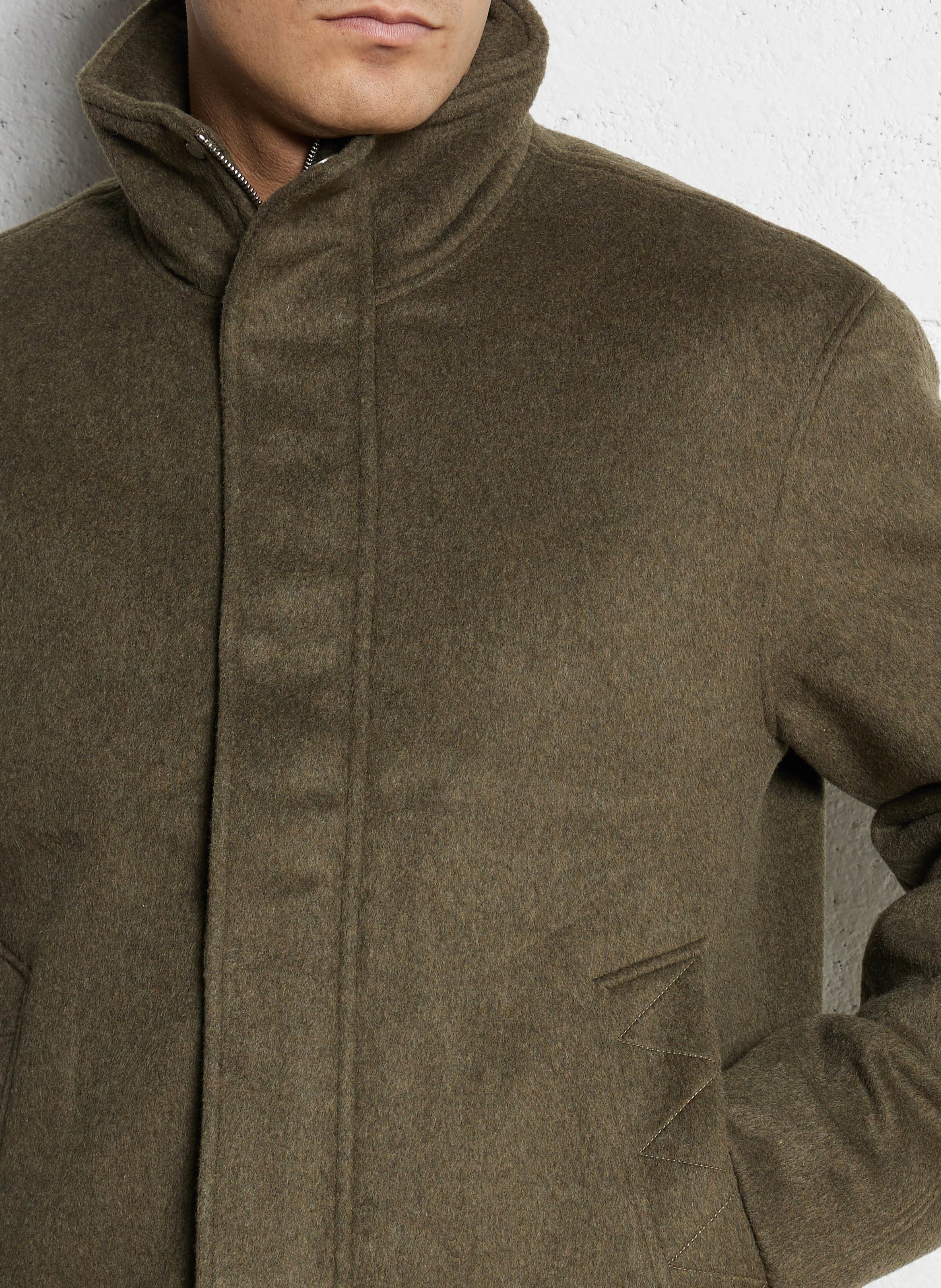 Manteau court uni en laine mélangée MINIMUM Kaki