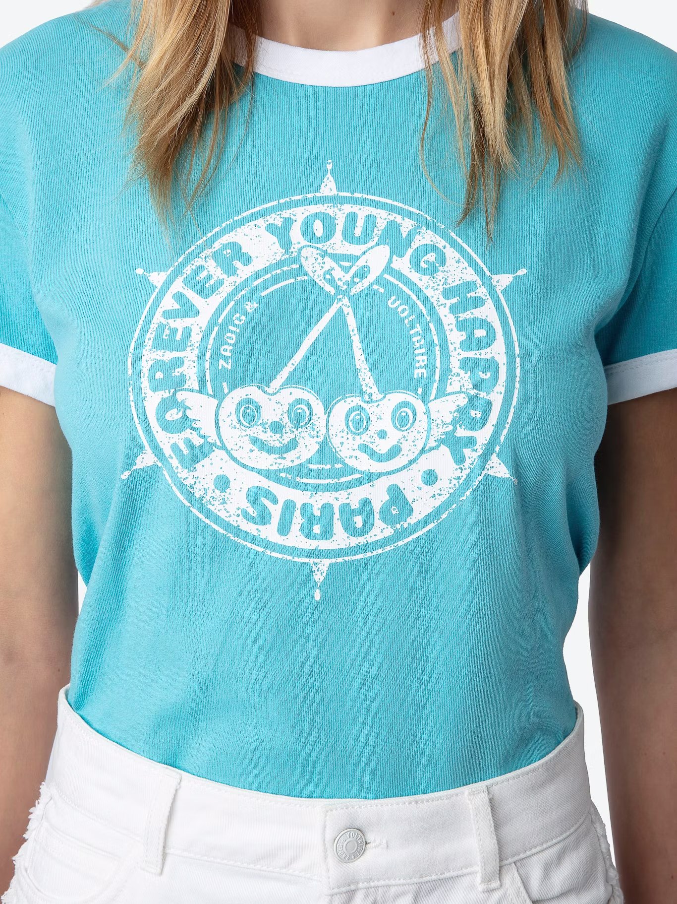 Tee-shirt col rond blason en coton bio ZADIG&VOLTAIRE Bleu