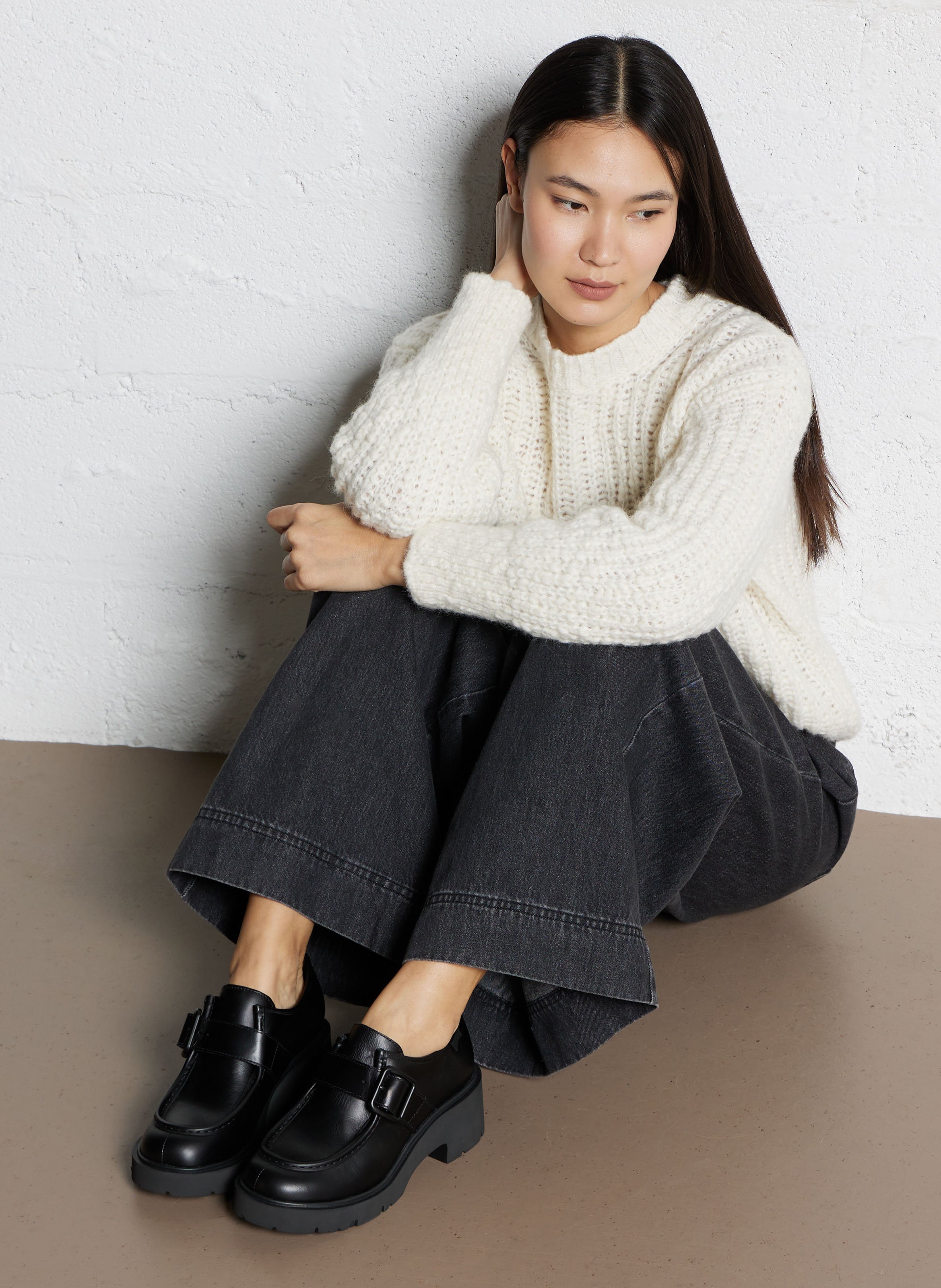 Mocassins compensés en cuir CAMPER Noir