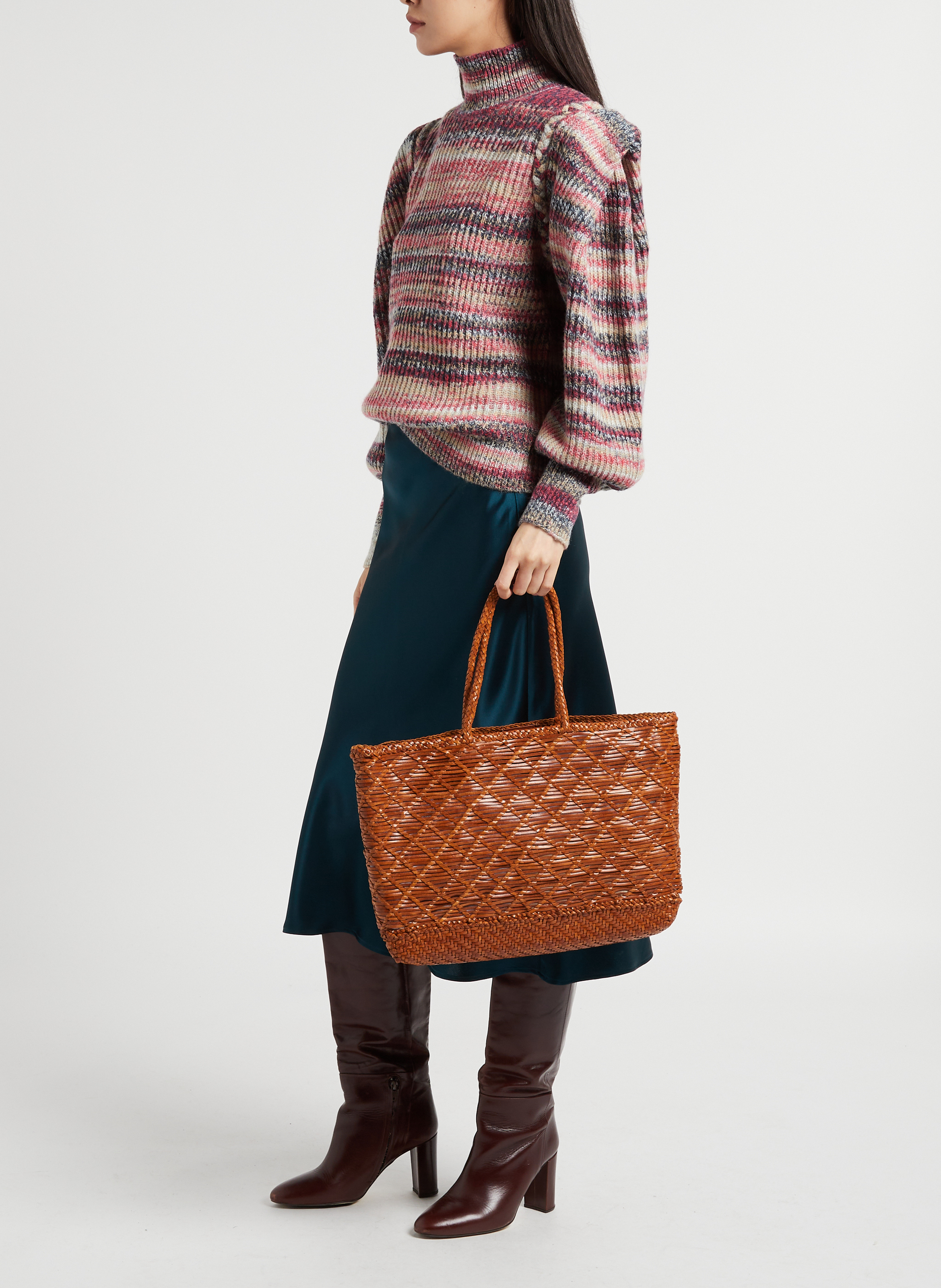 Panier tissé en cuir DRAGON DIFFUSION Marron