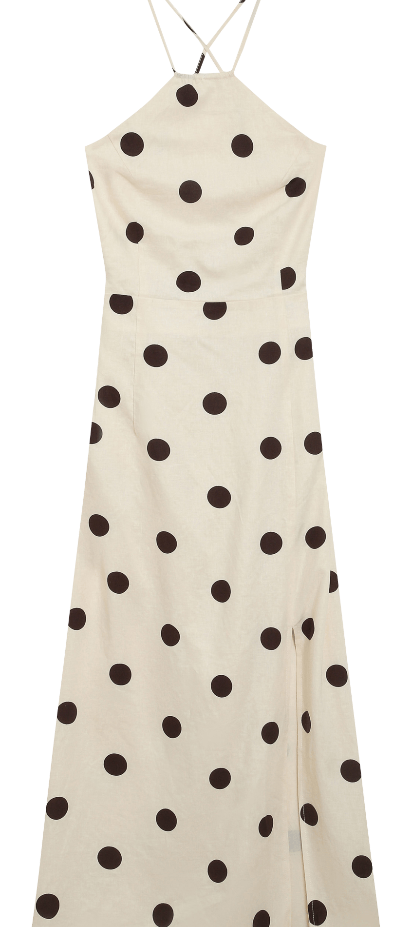 Lange jurk met Amerikaanse kraag van gemengd linnen GRACE ET MILA Wit