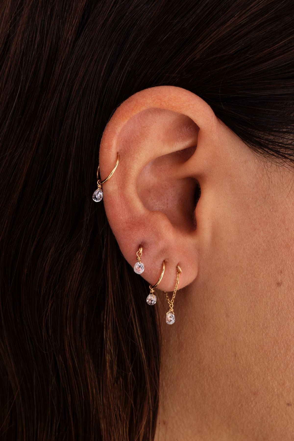 Sia gold earrings 750 - white diamond YAY White