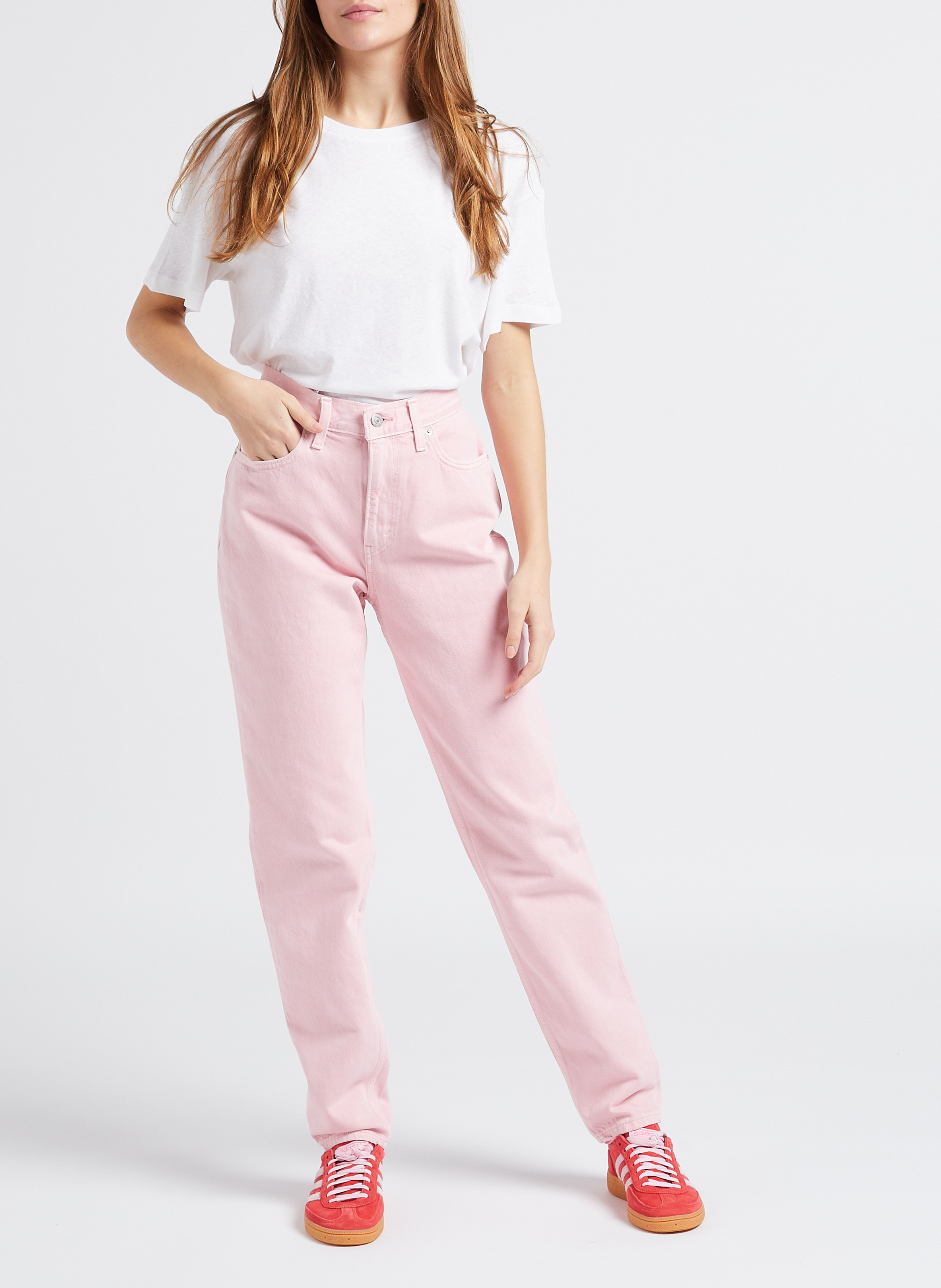 Mom Jeans aus Baumwolle LEVI'S Rot