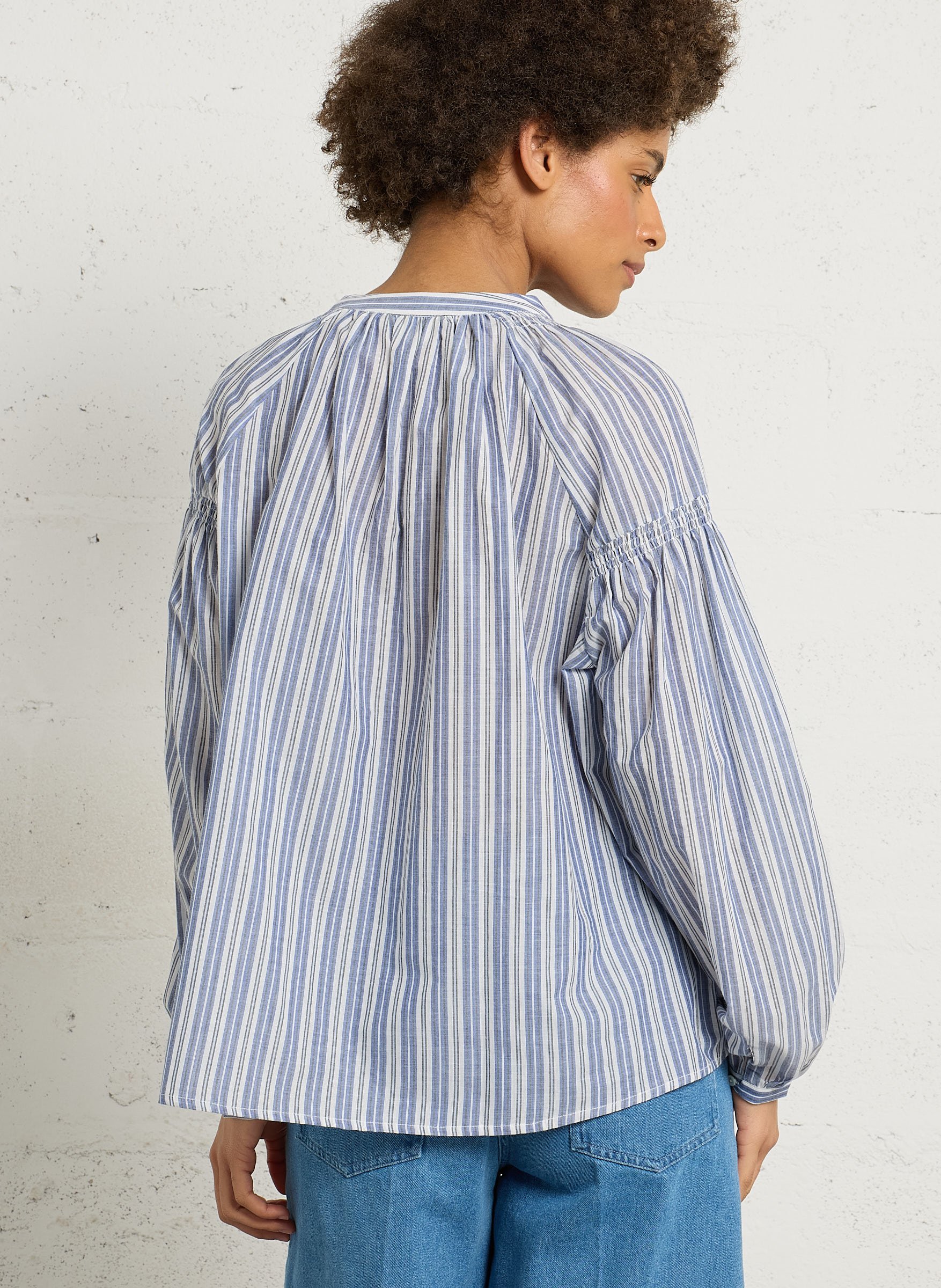 Blouse col V en coton HARTFORD Multicolore