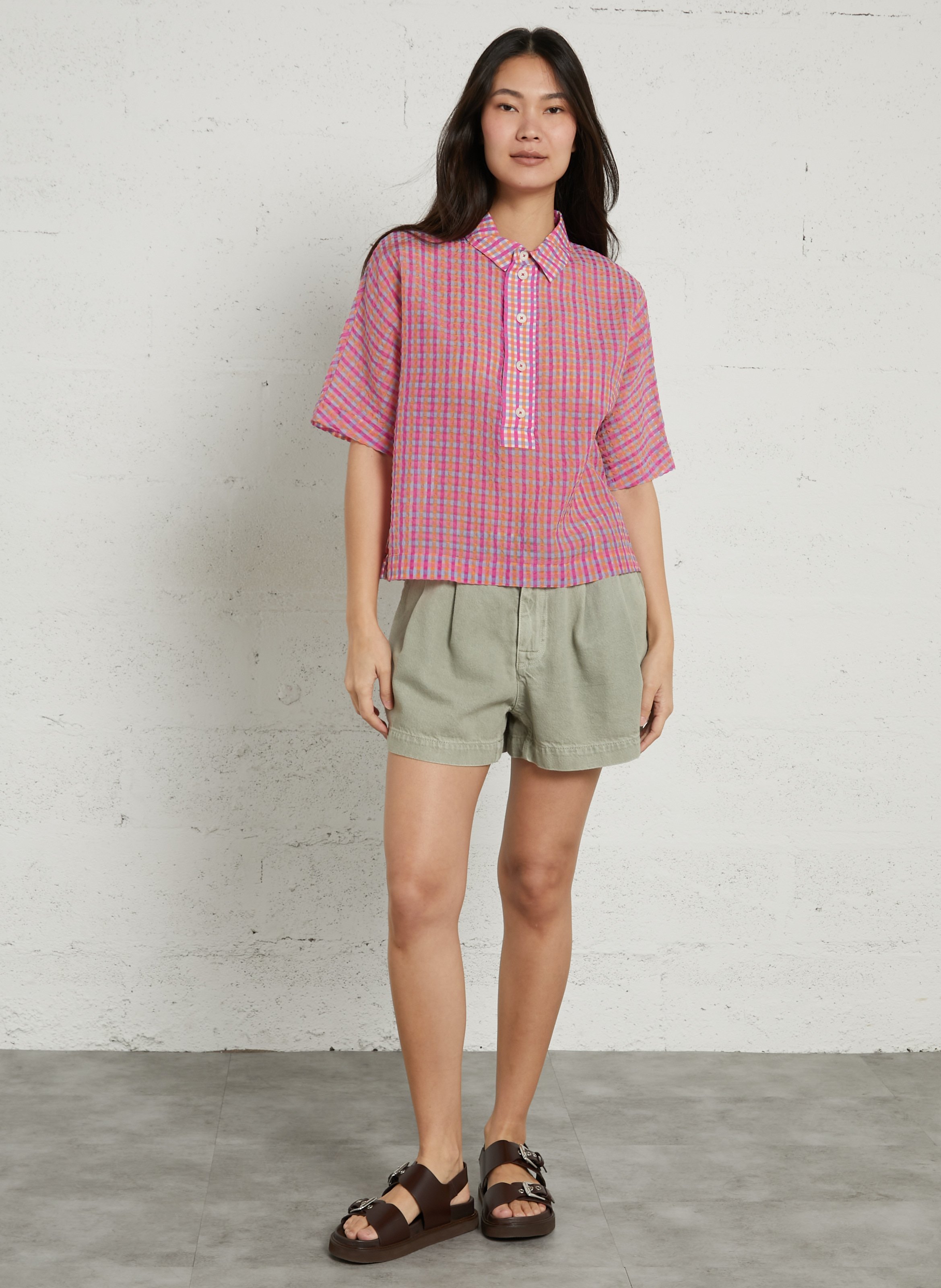 Wide-leg cotton-blend shorts BELLEROSE Green