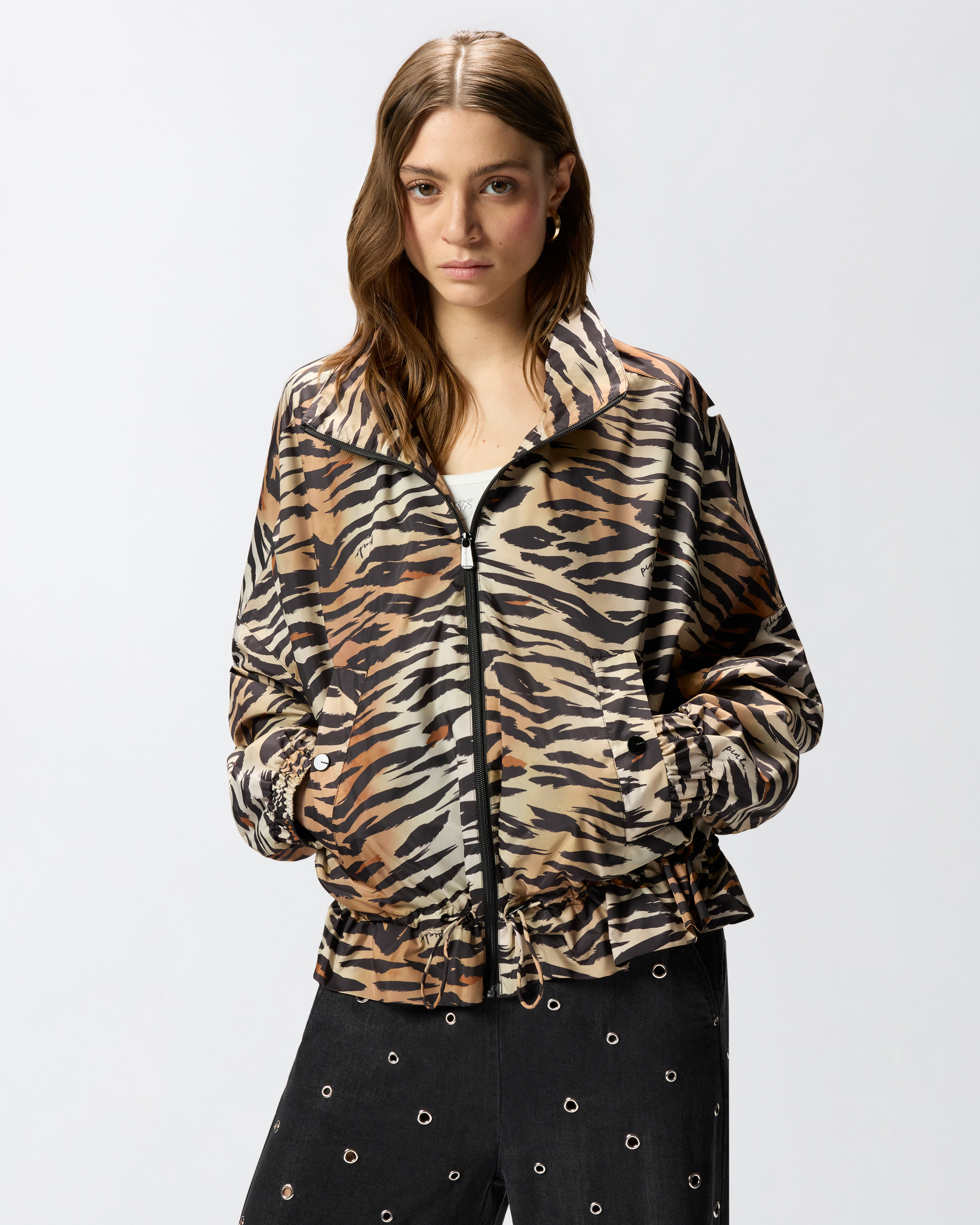 Blouson zippé à imprimé tigré PINKO Multicolore