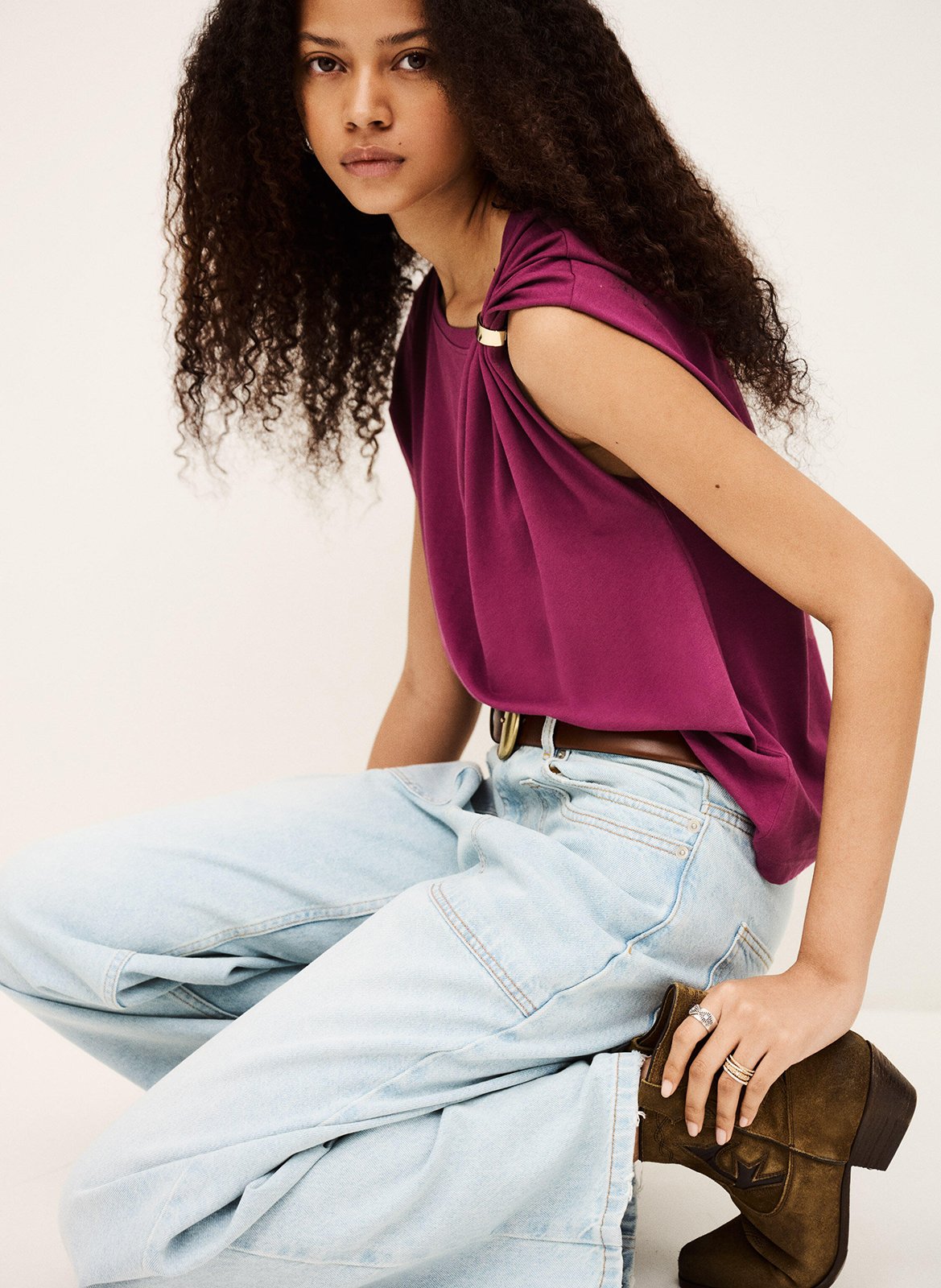 Tee-shirt col rond  BA&SH Violet