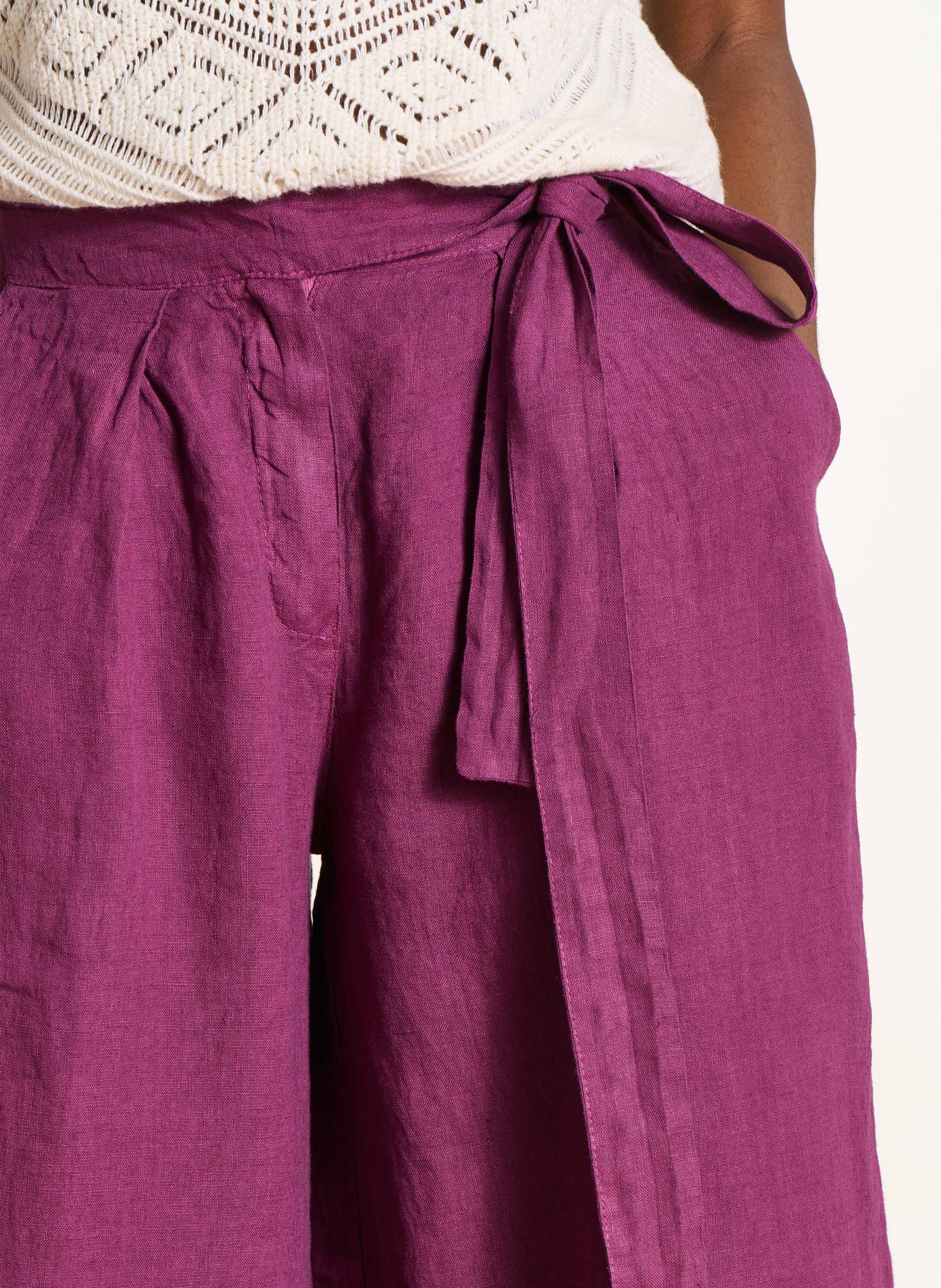 Pantalon large en lin LA FEE MARABOUTEE Violet