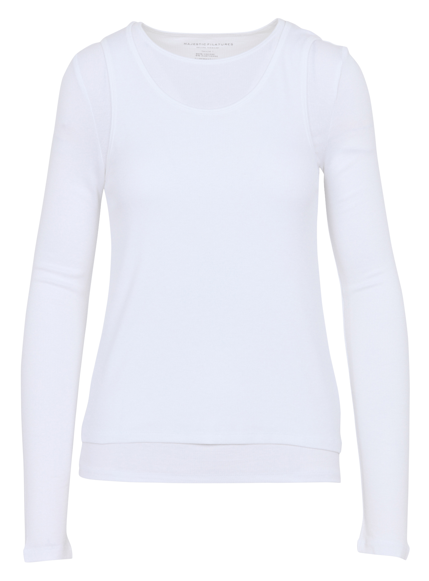 Tee-shirt droit col rond MAJESTIC FILATURES Blanc