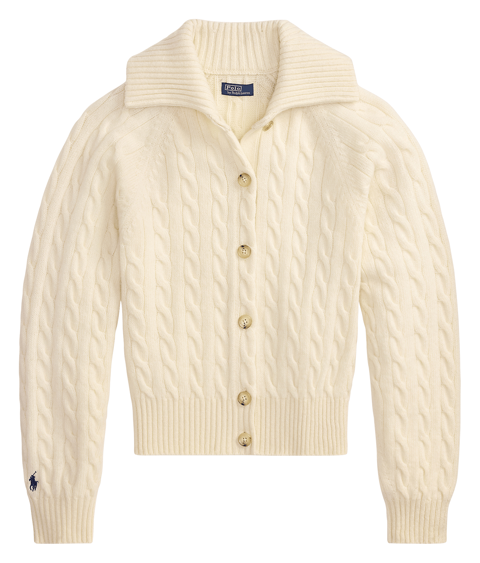 Straight cable-knit wool cardigan POLO RALPH LAUREN White