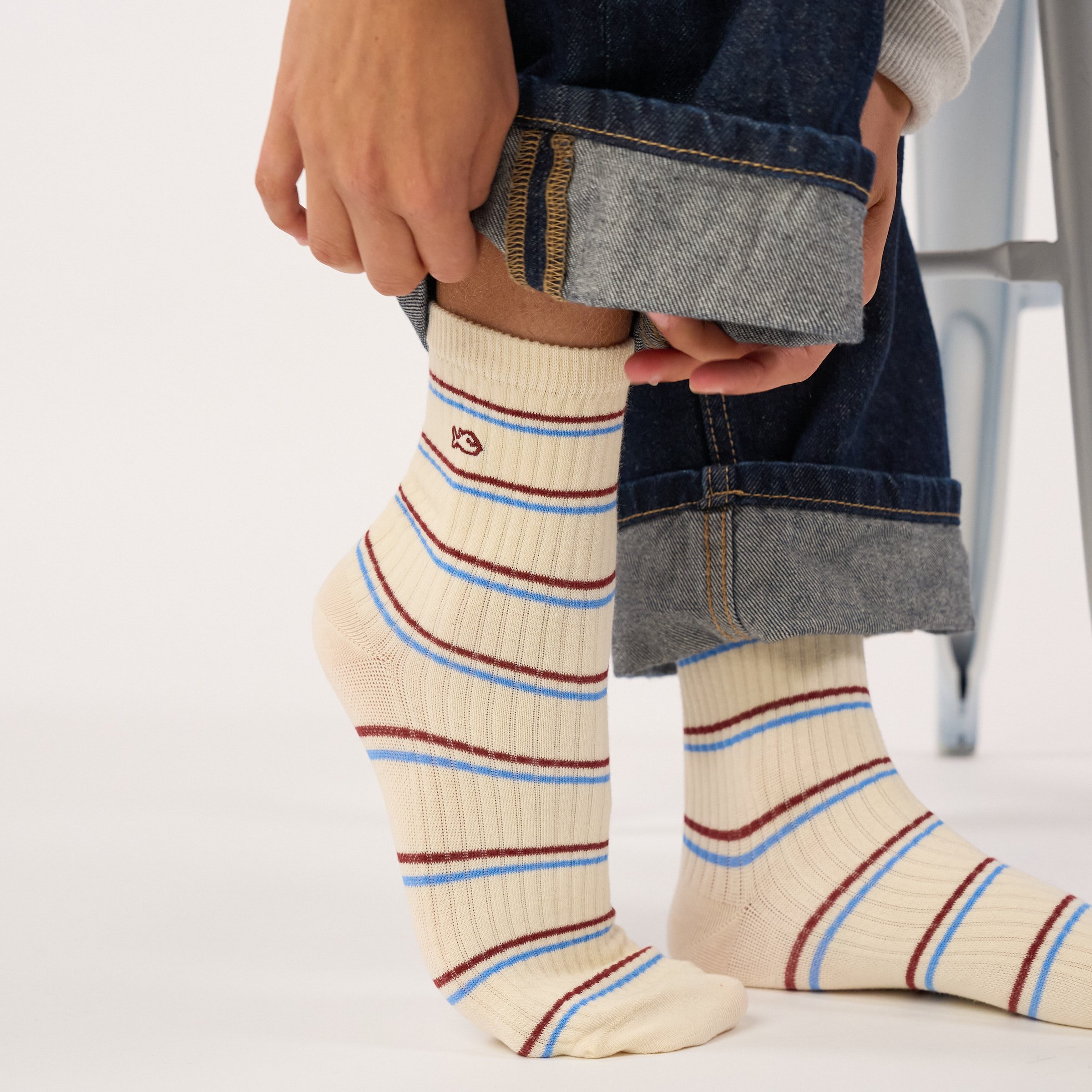 Combed cotton striped socks BILLYBELT Beige
