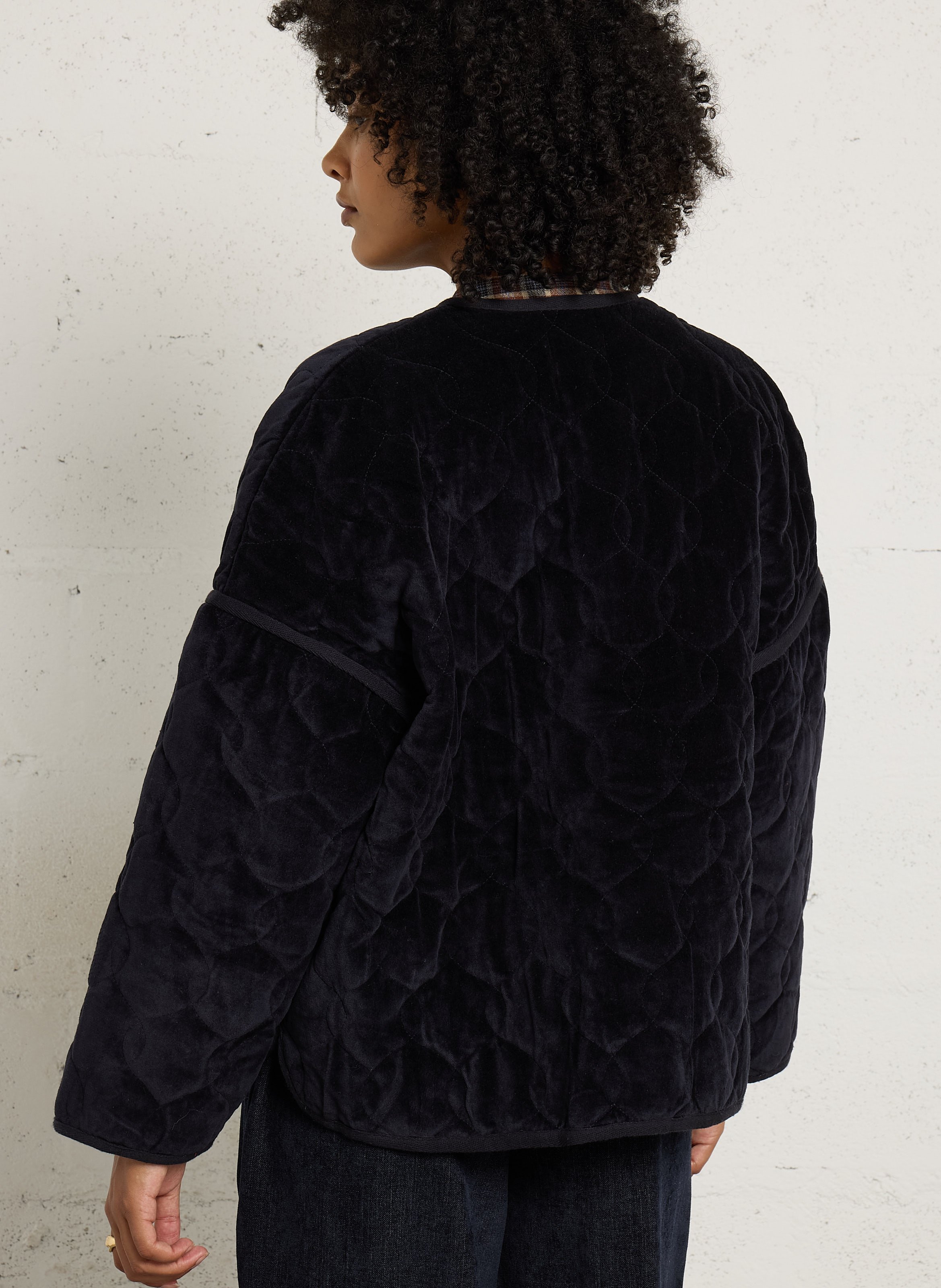 Oversize Rundhalsausschnitt Steppmantel aus Baumwolle SACRECOEUR Blau