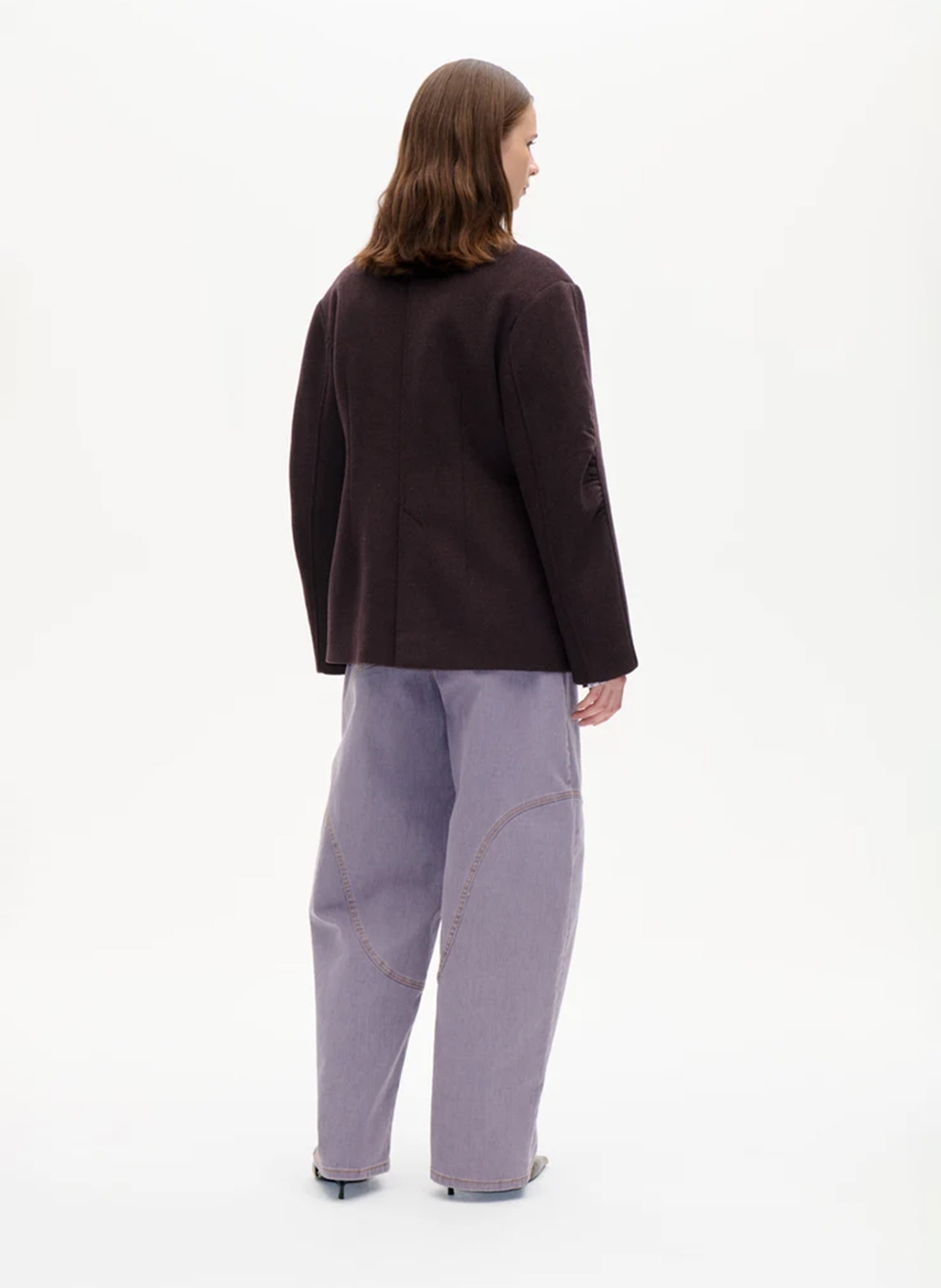 Fitted plain wool blend blazer BAUM UND PFERDGARTEN Brown